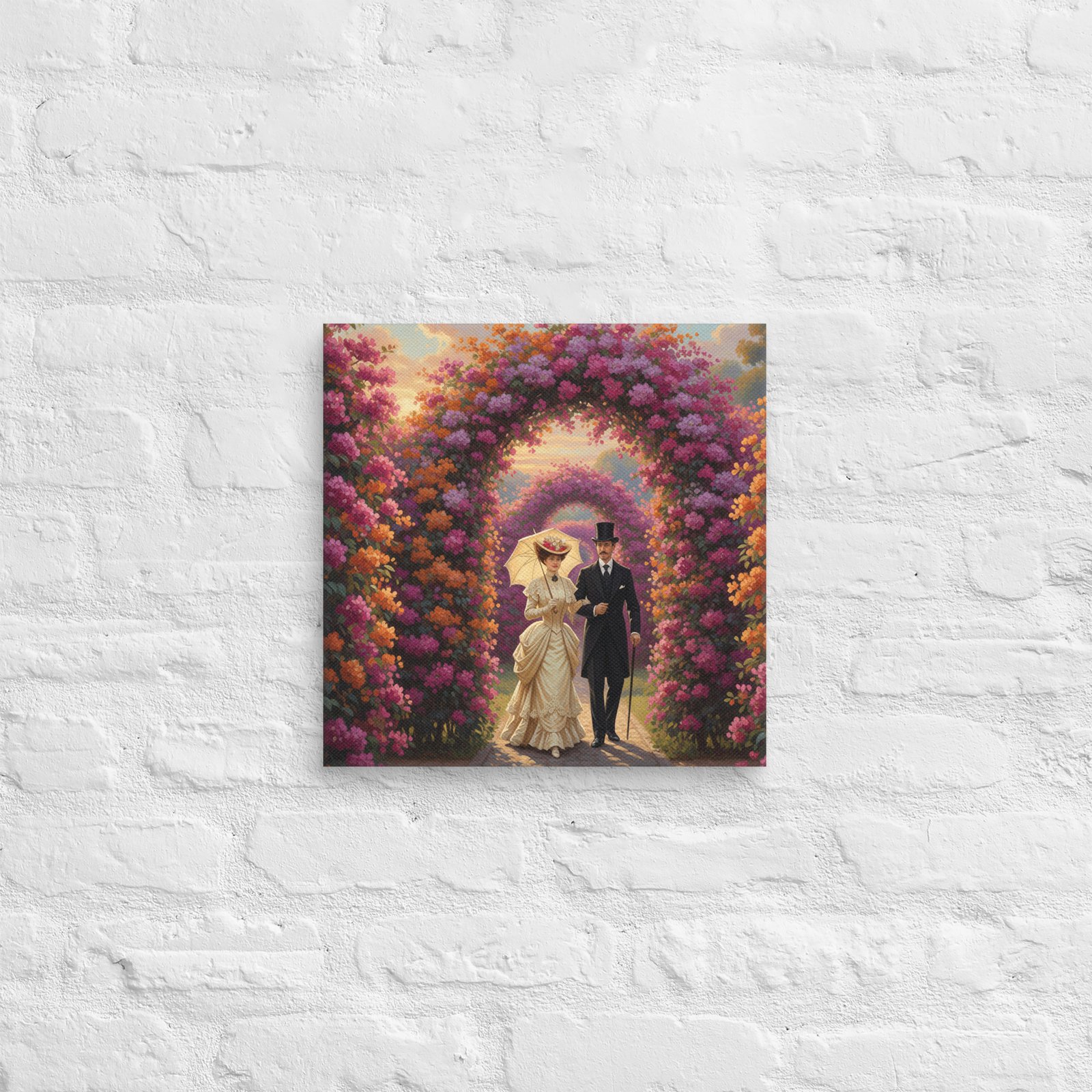Victorian Stroll — Romance in the Garden Maze-Canva Art Print 8x8 or 14x14 - Image 3