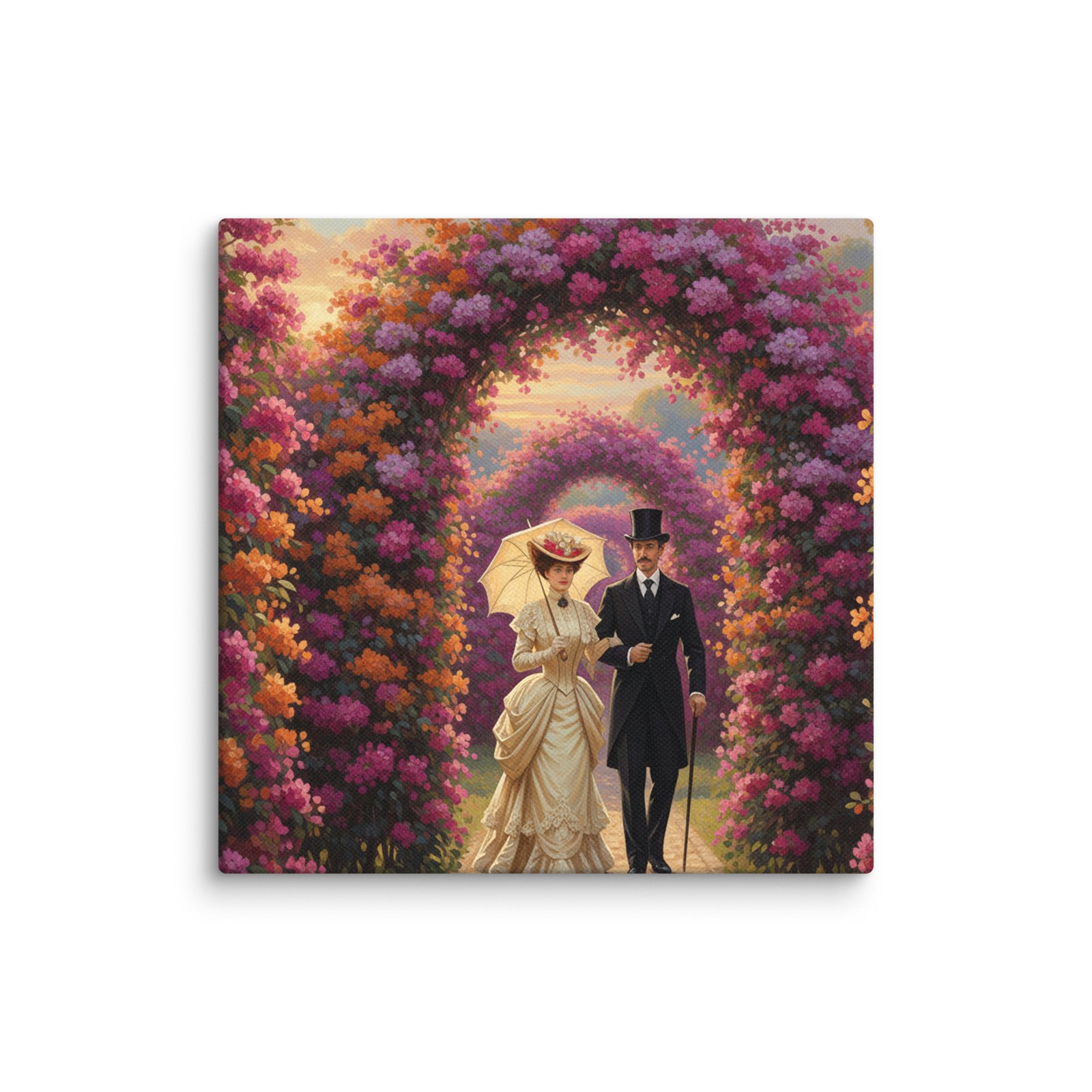 Victorian Stroll — Romance in the Garden Maze-Canva Art Print 8x8 or 14x14