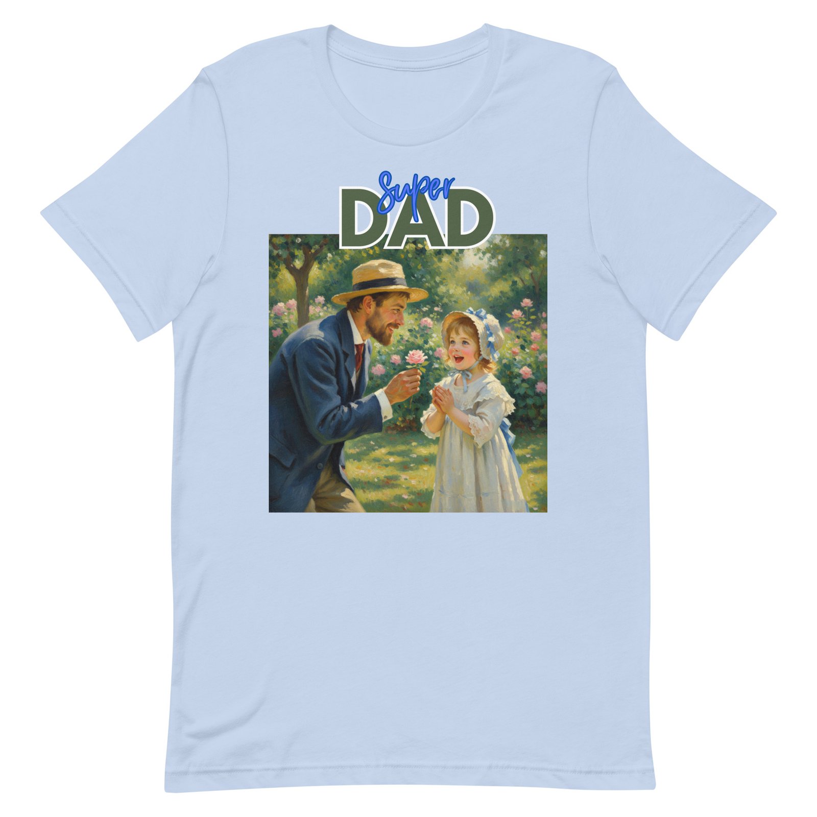 Super Dad- Picture of Father giving daughter a rose-Unisex t-shirt - Image 7