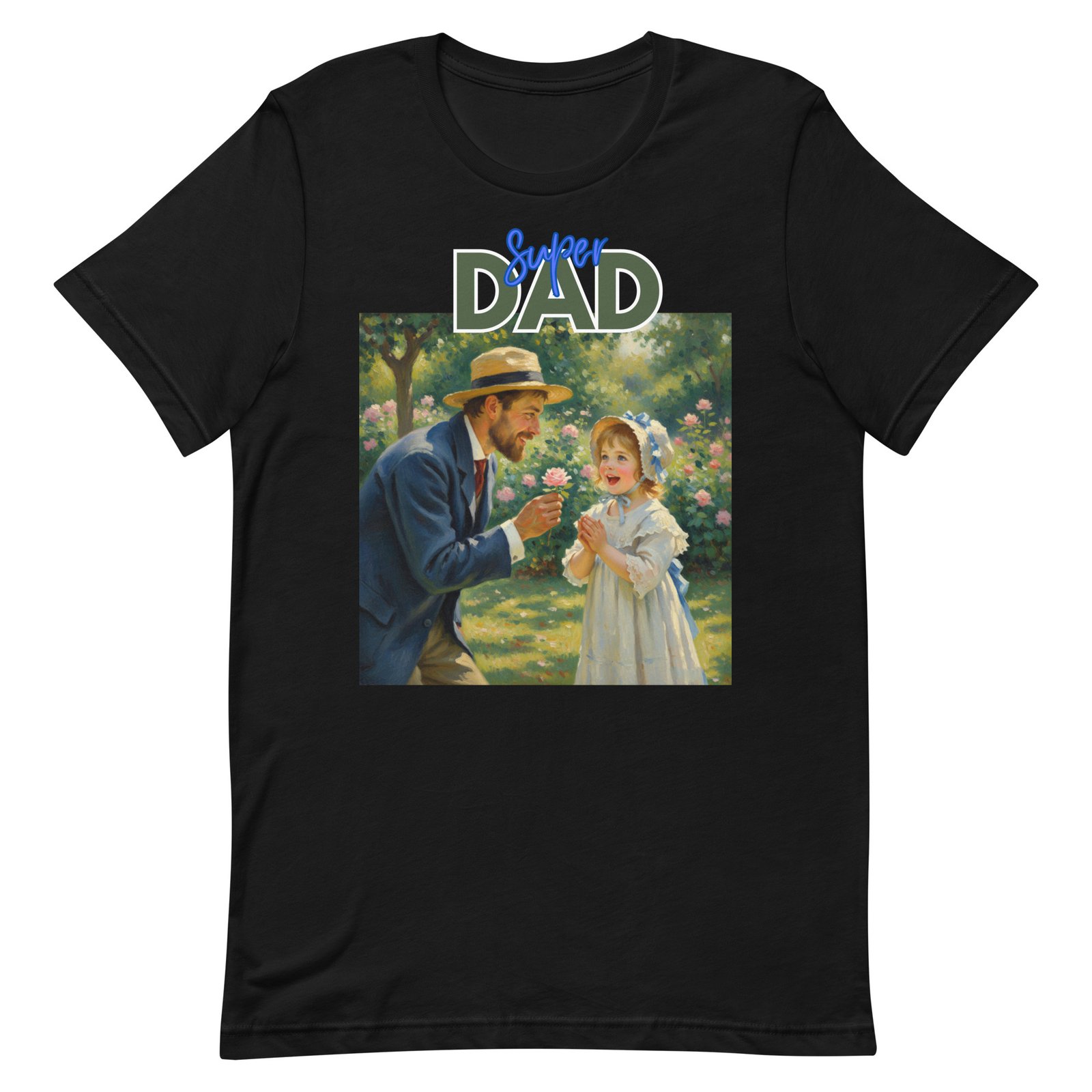 Super Dad- Picture of Father giving daughter a rose-Unisex t-shirt - Image 9
