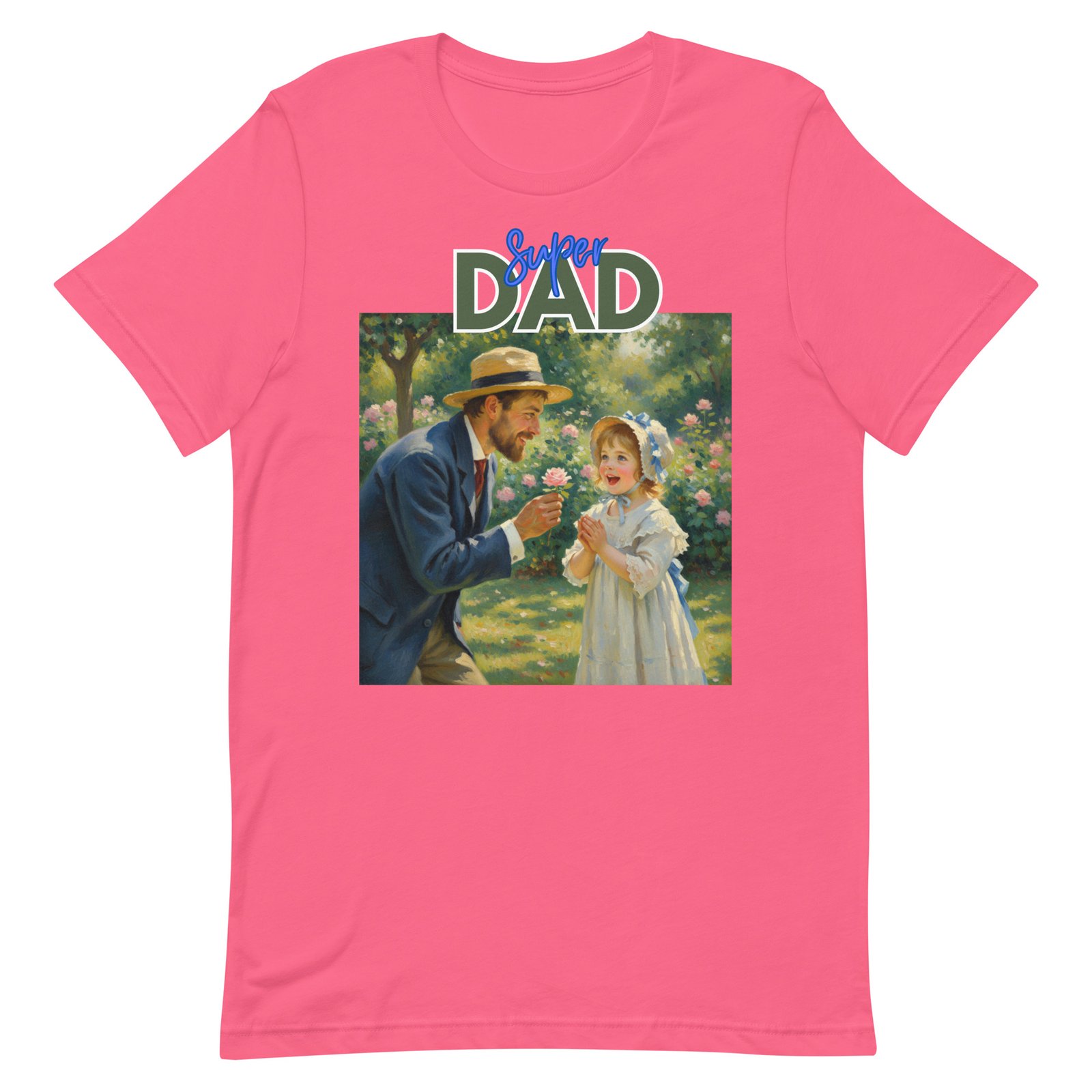 Super Dad- Picture of Father giving daughter a rose-Unisex t-shirt - Image 79