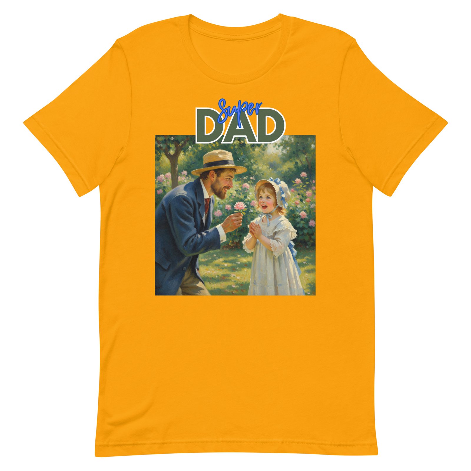 Super Dad- Picture of Father giving daughter a rose-Unisex t-shirt - Image 18