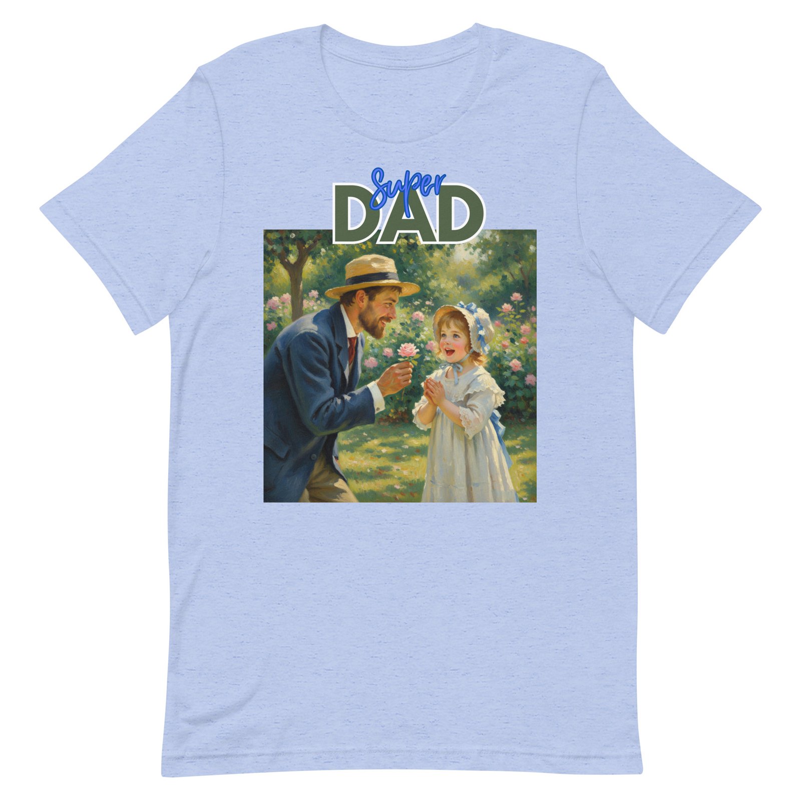 Super Dad- Picture of Father giving daughter a rose-Unisex t-shirt - Image 19