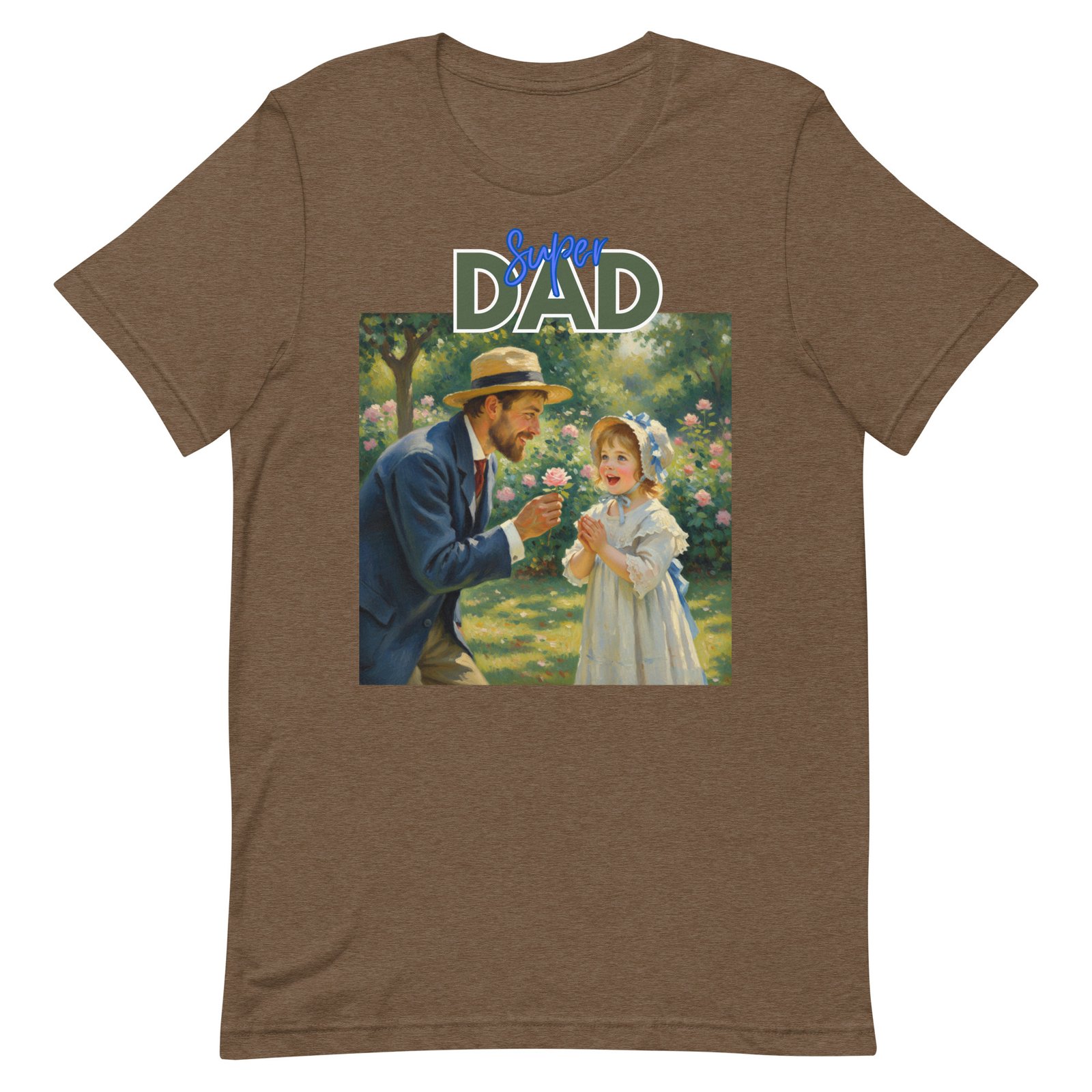 Super Dad- Picture of Father giving daughter a rose-Unisex t-shirt - Image 95