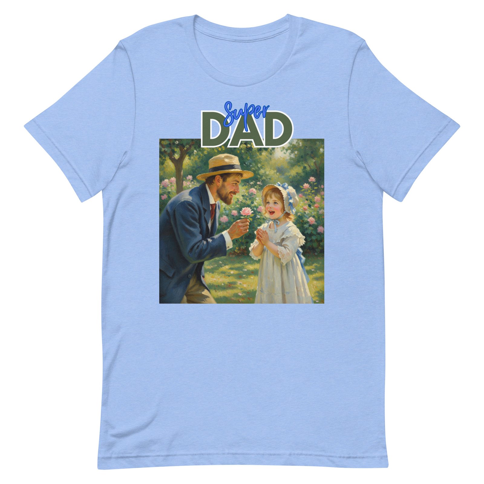 Super Dad- Picture of Father giving daughter a rose-Unisex t-shirt - Image 98