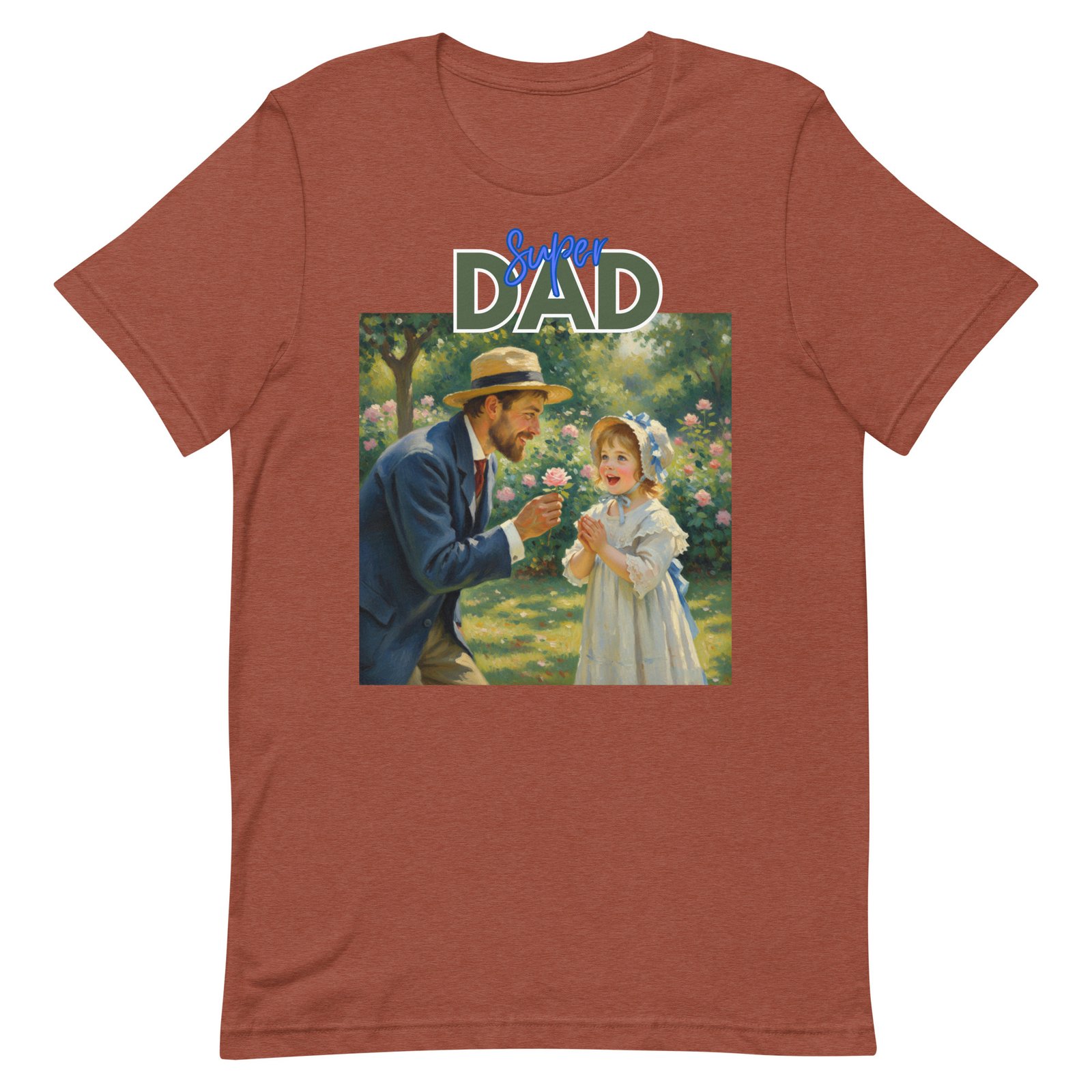 Super Dad- Picture of Father giving daughter a rose-Unisex t-shirt - Image 87