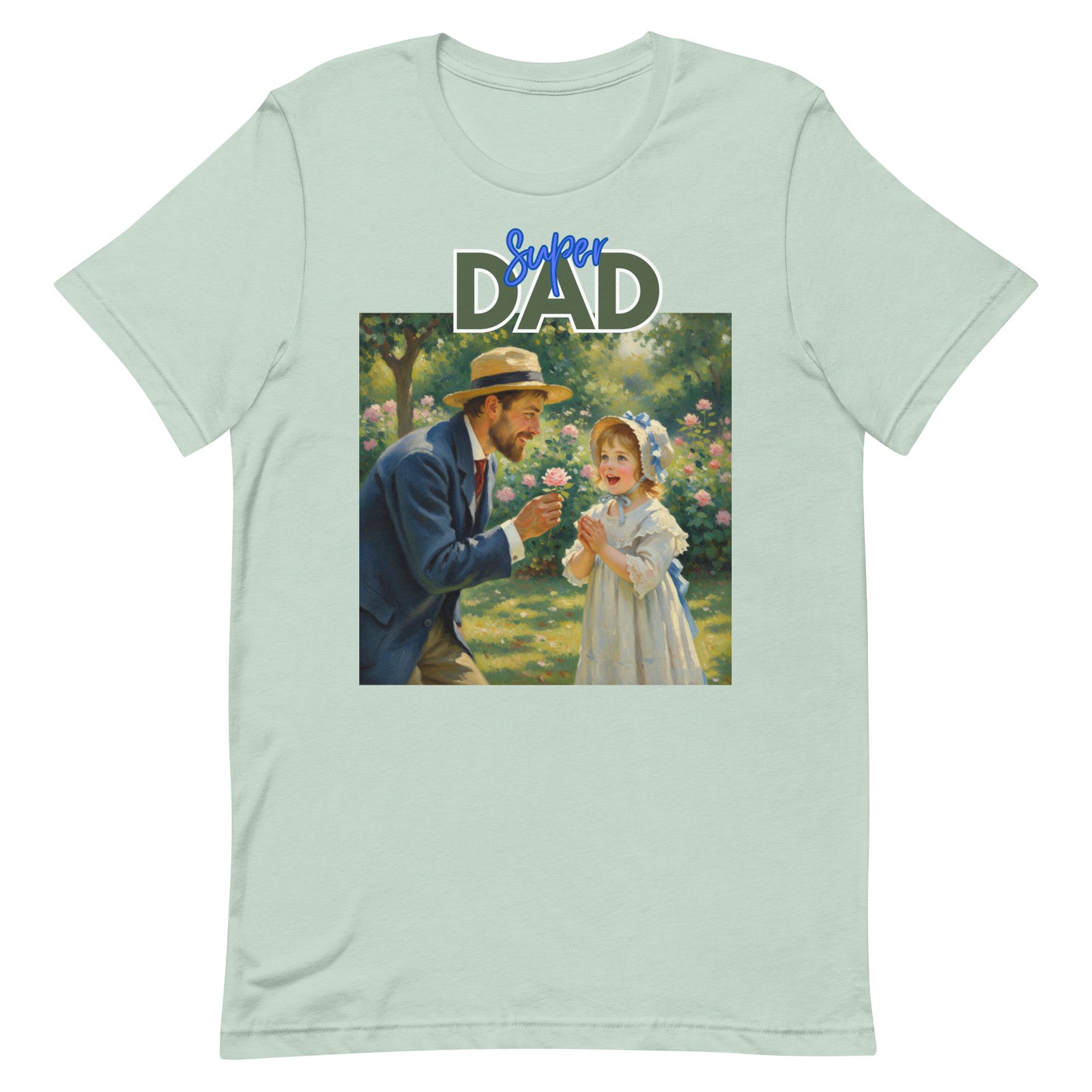 Super Dad- Picture of Father giving daughter a rose-Unisex t-shirt - Image 23