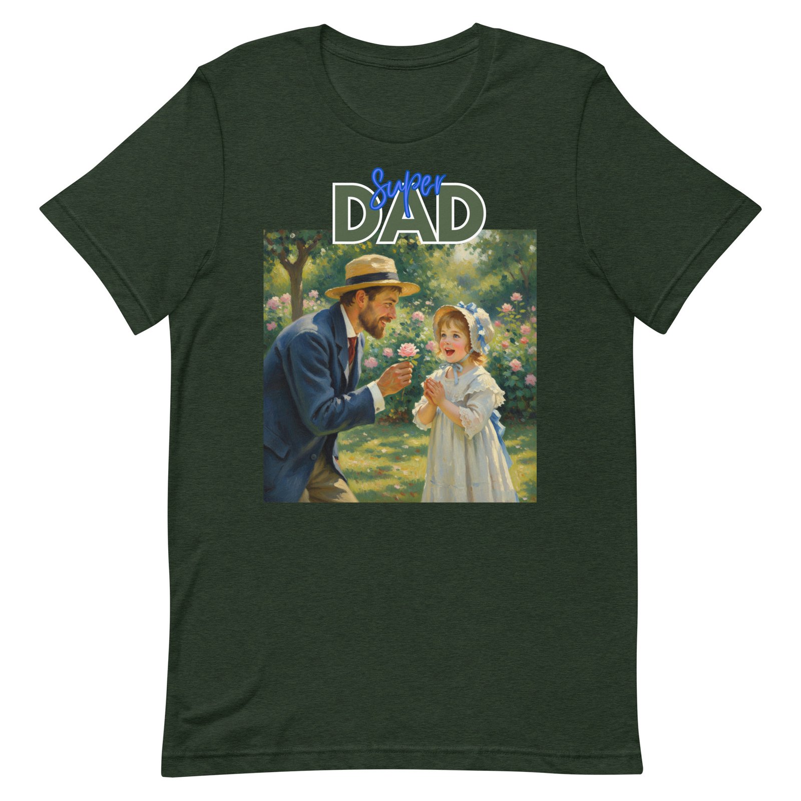 Super Dad- Picture of Father giving daughter a rose-Unisex t-shirt - Image 96
