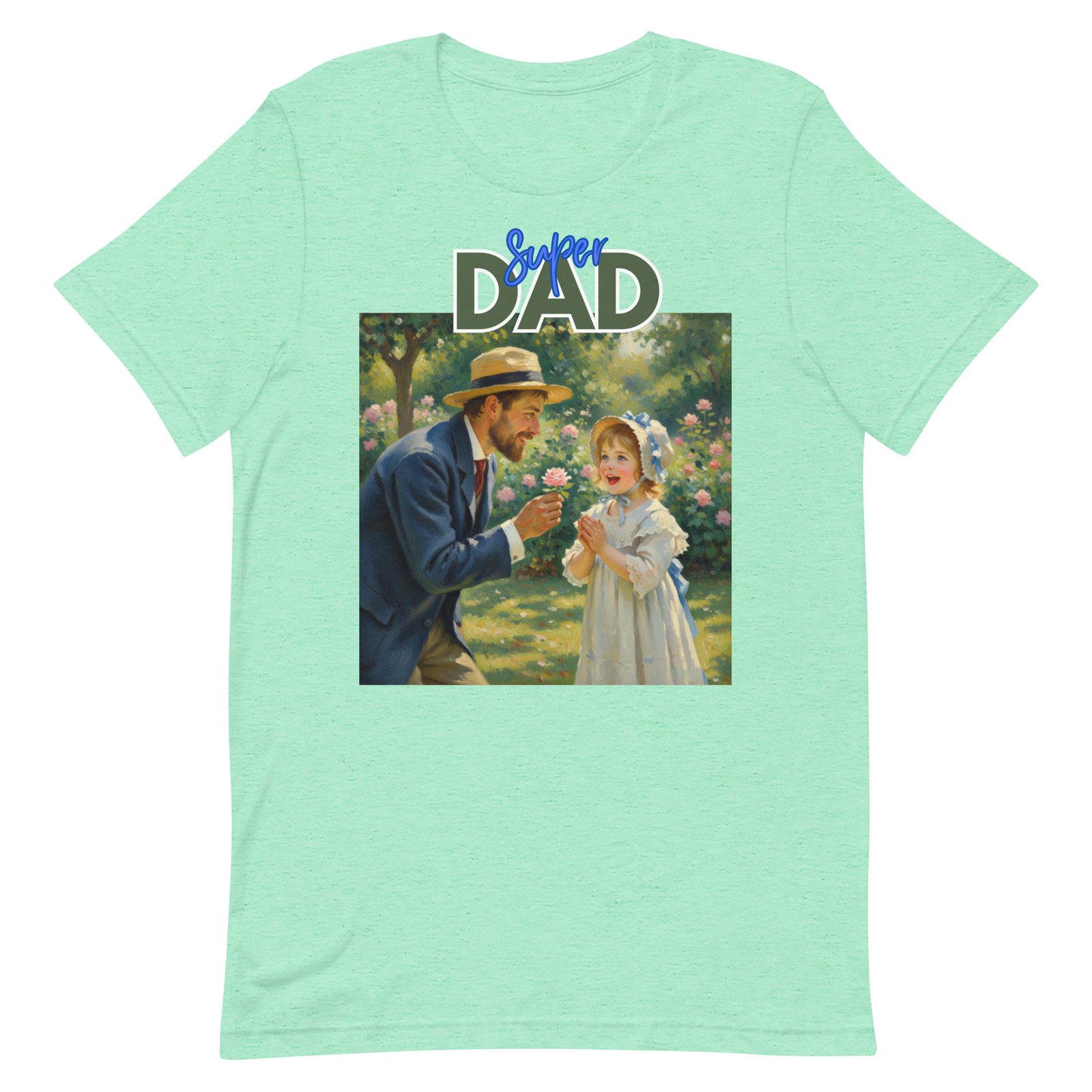 Super Dad- Picture of Father giving daughter a rose-Unisex t-shirt - Image 28
