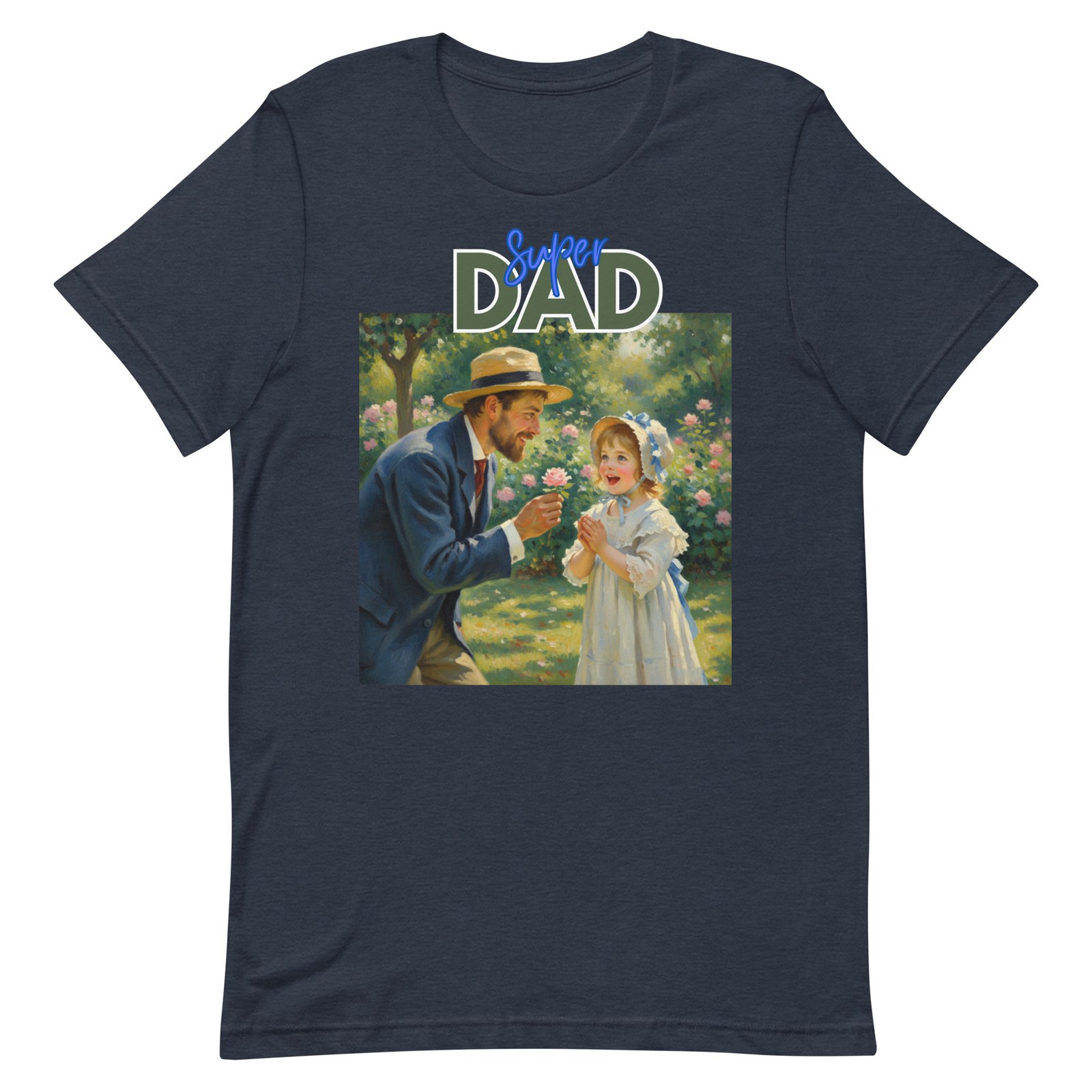 Super Dad- Picture of Father giving daughter a rose-Unisex t-shirt - Image 29