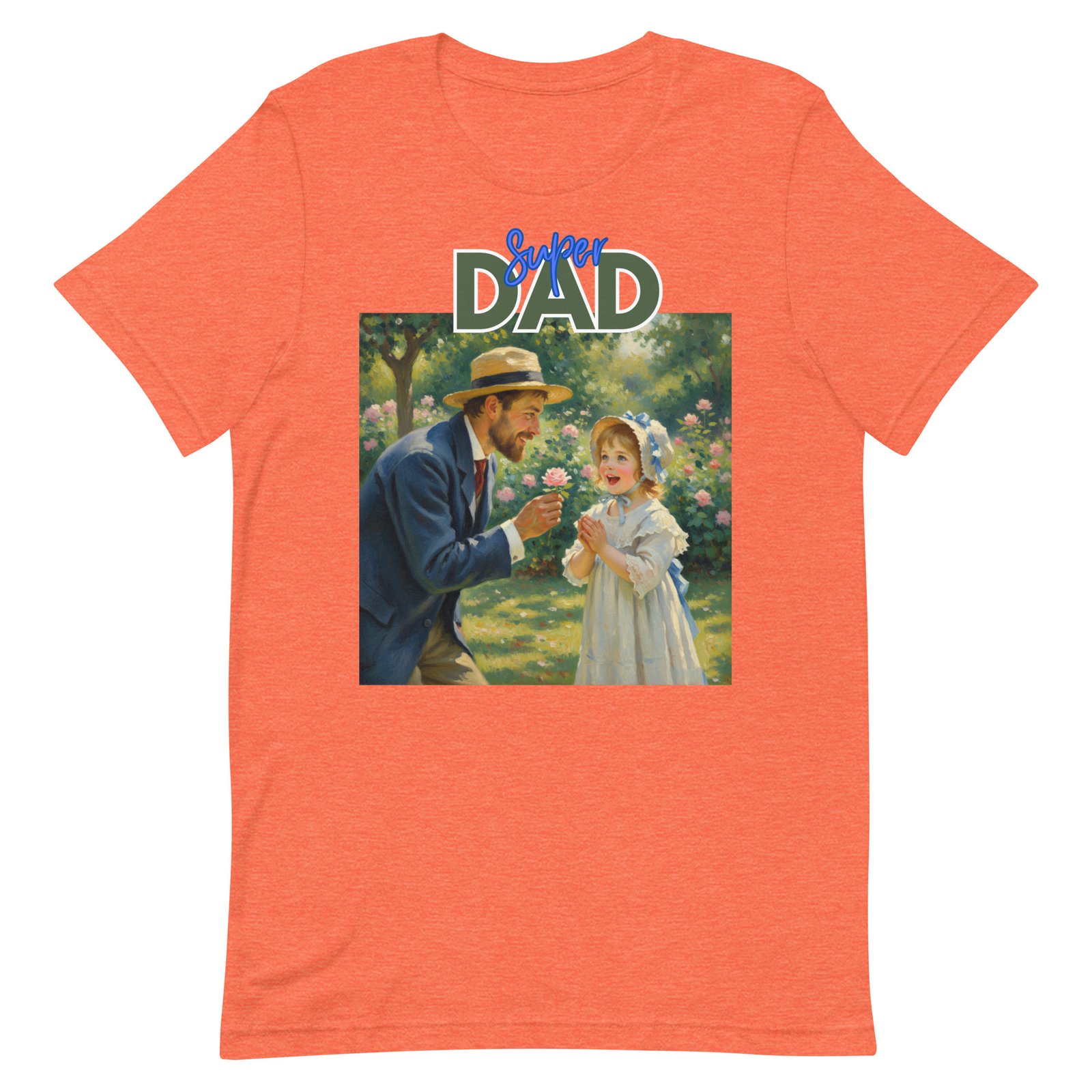 Super Dad- Picture of Father giving daughter a rose-Unisex t-shirt - Image 30
