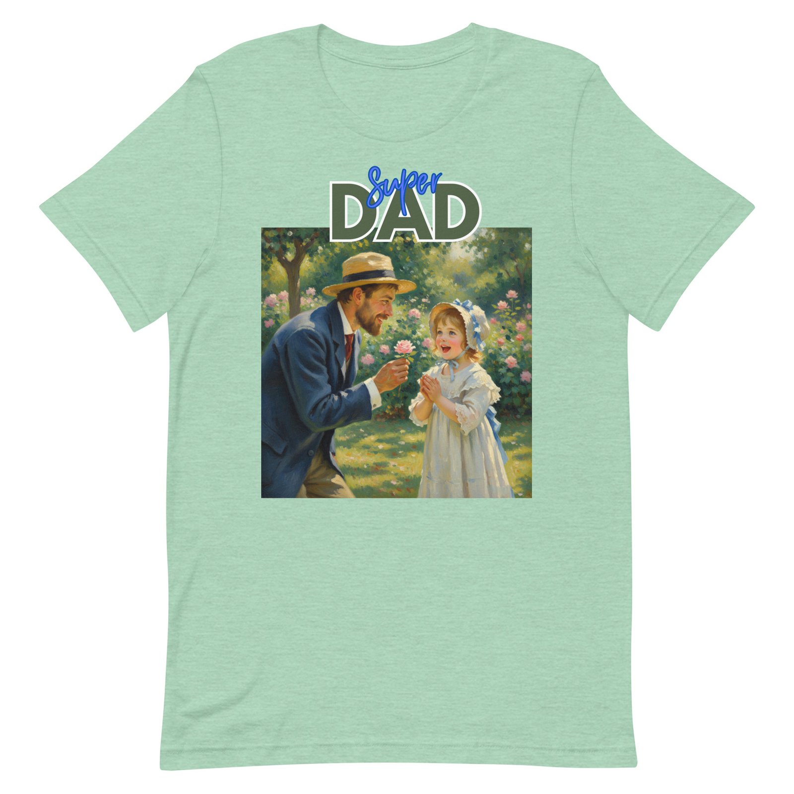 Super Dad- Picture of Father giving daughter a rose-Unisex t-shirt - Image 36