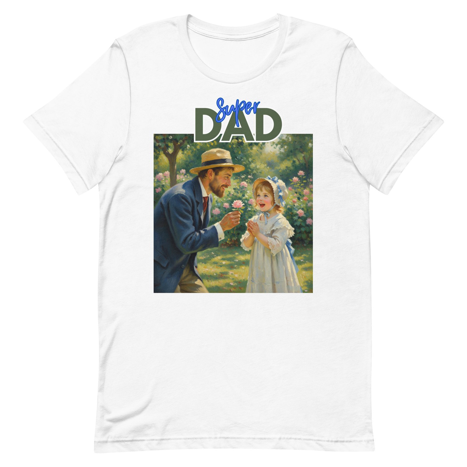 Super Dad- Picture of Father giving daughter a rose-Unisex t-shirt - Image 39