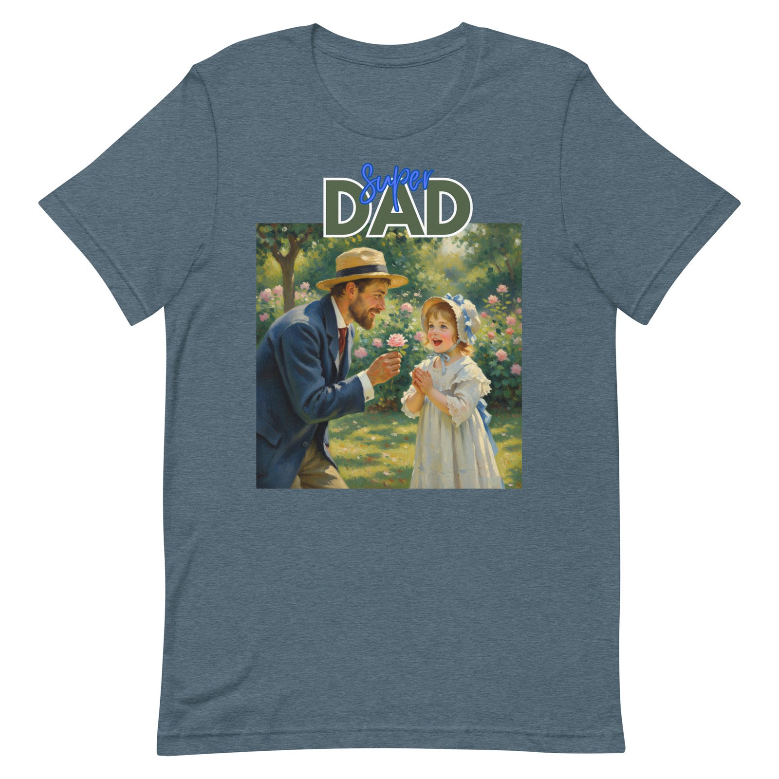 Super Dad- Picture of Father giving daughter a rose-Unisex t-shirt - Image 40