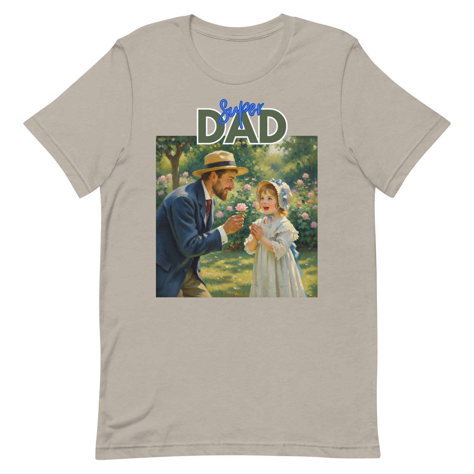 Super Dad- Picture of Father giving daughter a rose-Unisex t-shirt - Image 41