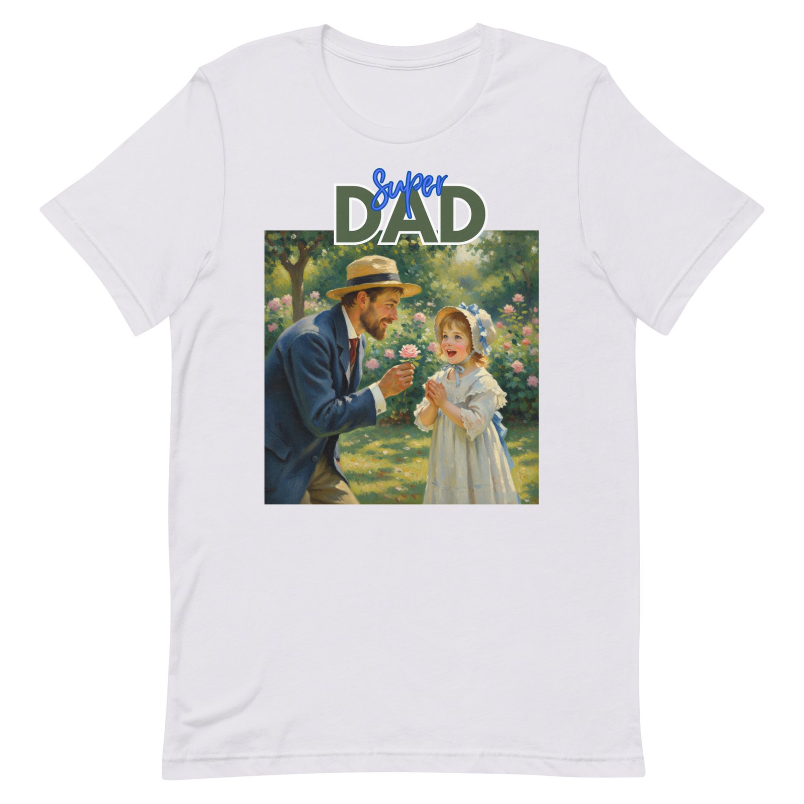 Super Dad- Picture of Father giving daughter a rose-Unisex t-shirt - Image 44