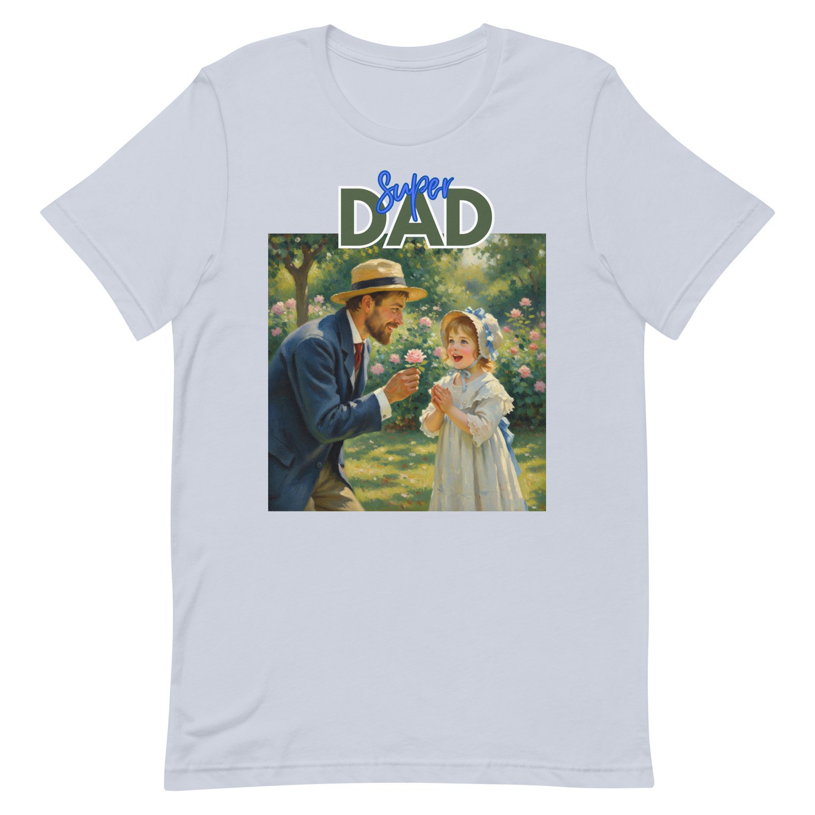 Super Dad- Picture of Father giving daughter a rose-Unisex t-shirt - Image 46