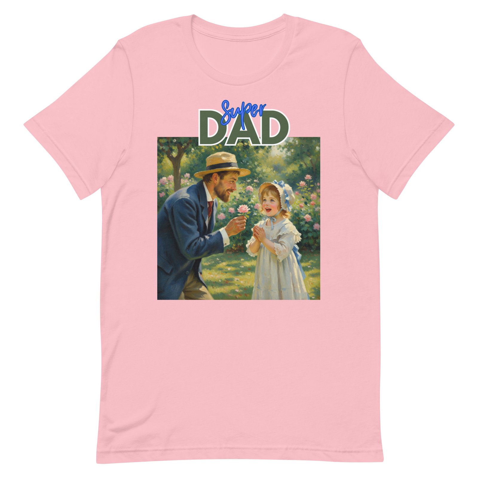 Super Dad- Picture of Father giving daughter a rose-Unisex t-shirt - Image 60