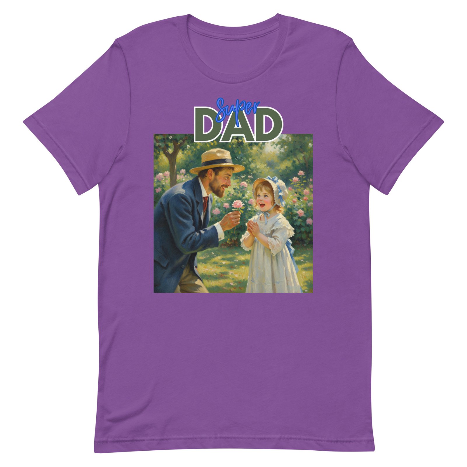 Super Dad- Picture of Father giving daughter a rose-Unisex t-shirt - Image 63
