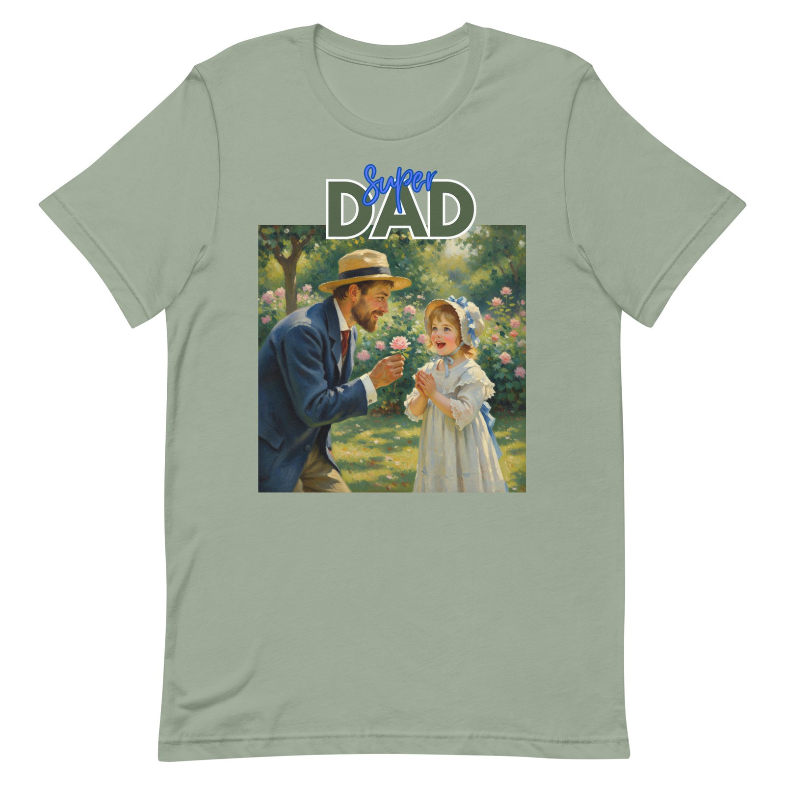 Super Dad- Picture of Father giving daughter a rose-Unisex t-shirt - Image 89