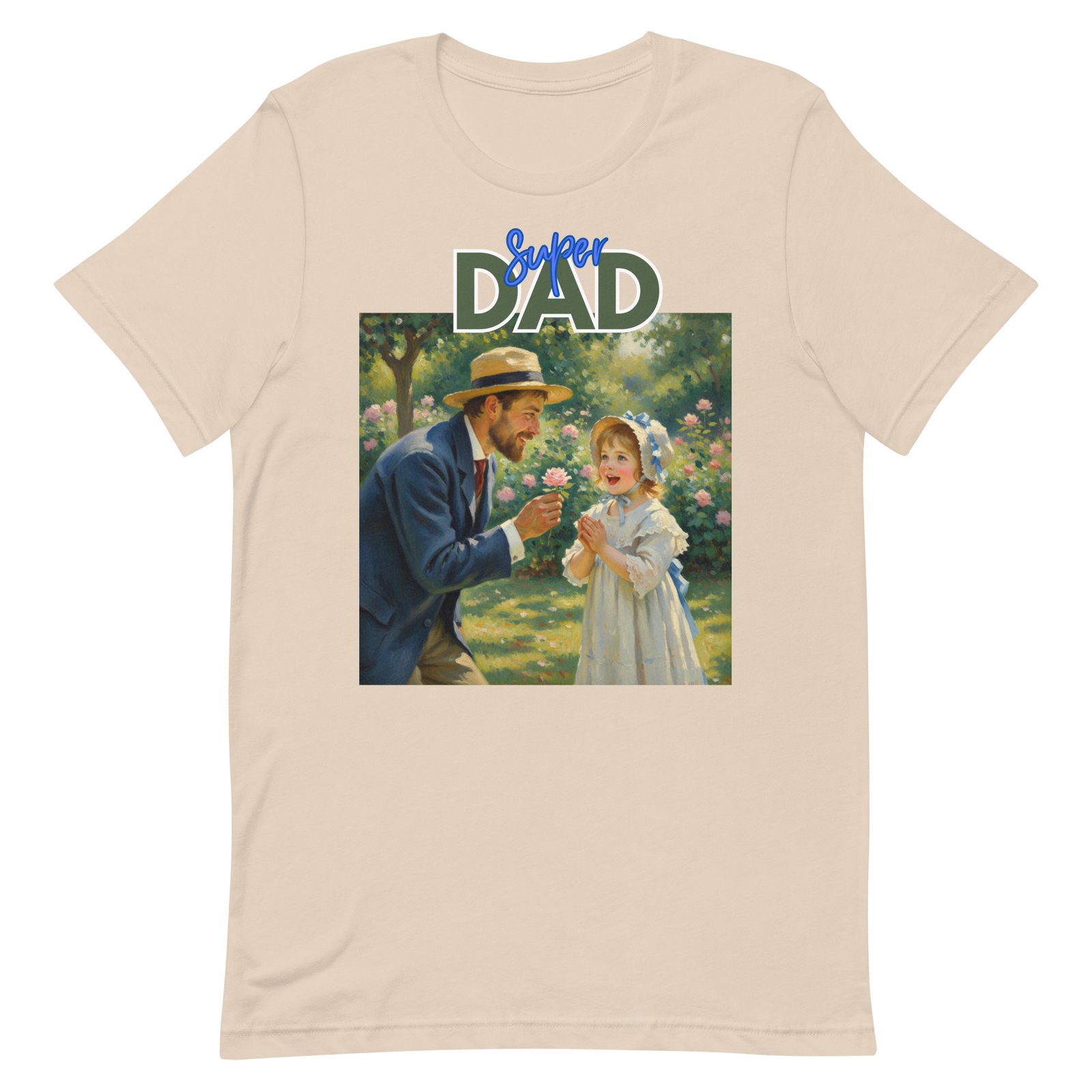 Super Dad- Picture of Father giving daughter a rose-Unisex t-shirt - Image 65