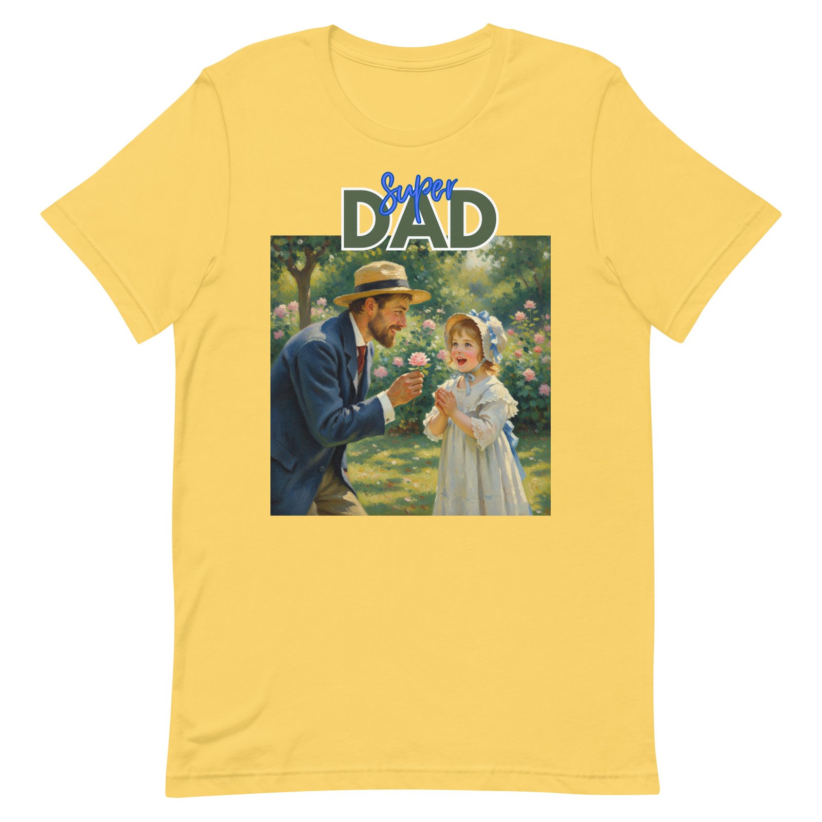 Super Dad- Picture of Father giving daughter a rose-Unisex t-shirt - Image 73
