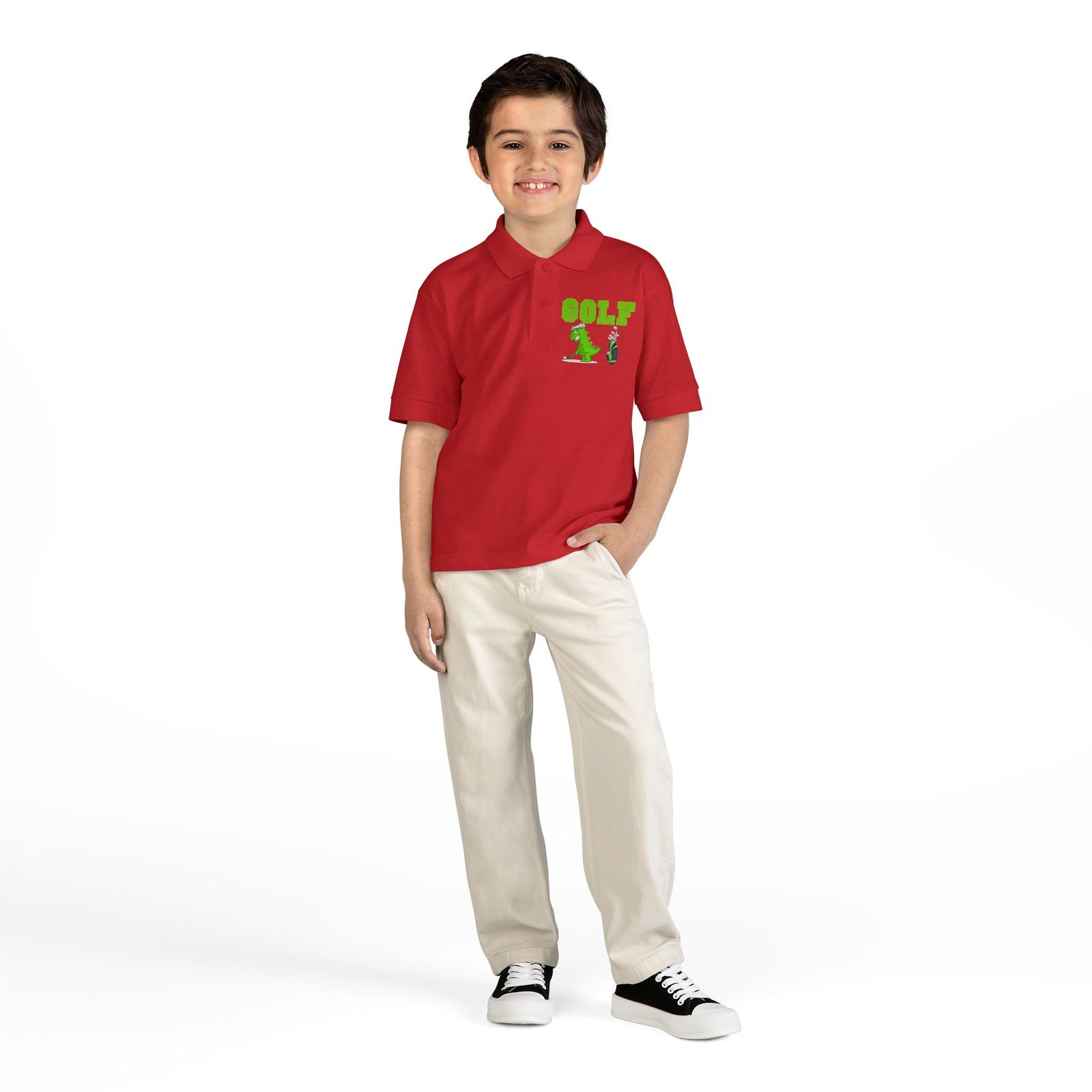 Kids' Golf Polo with Dinosaur Design - Image 66