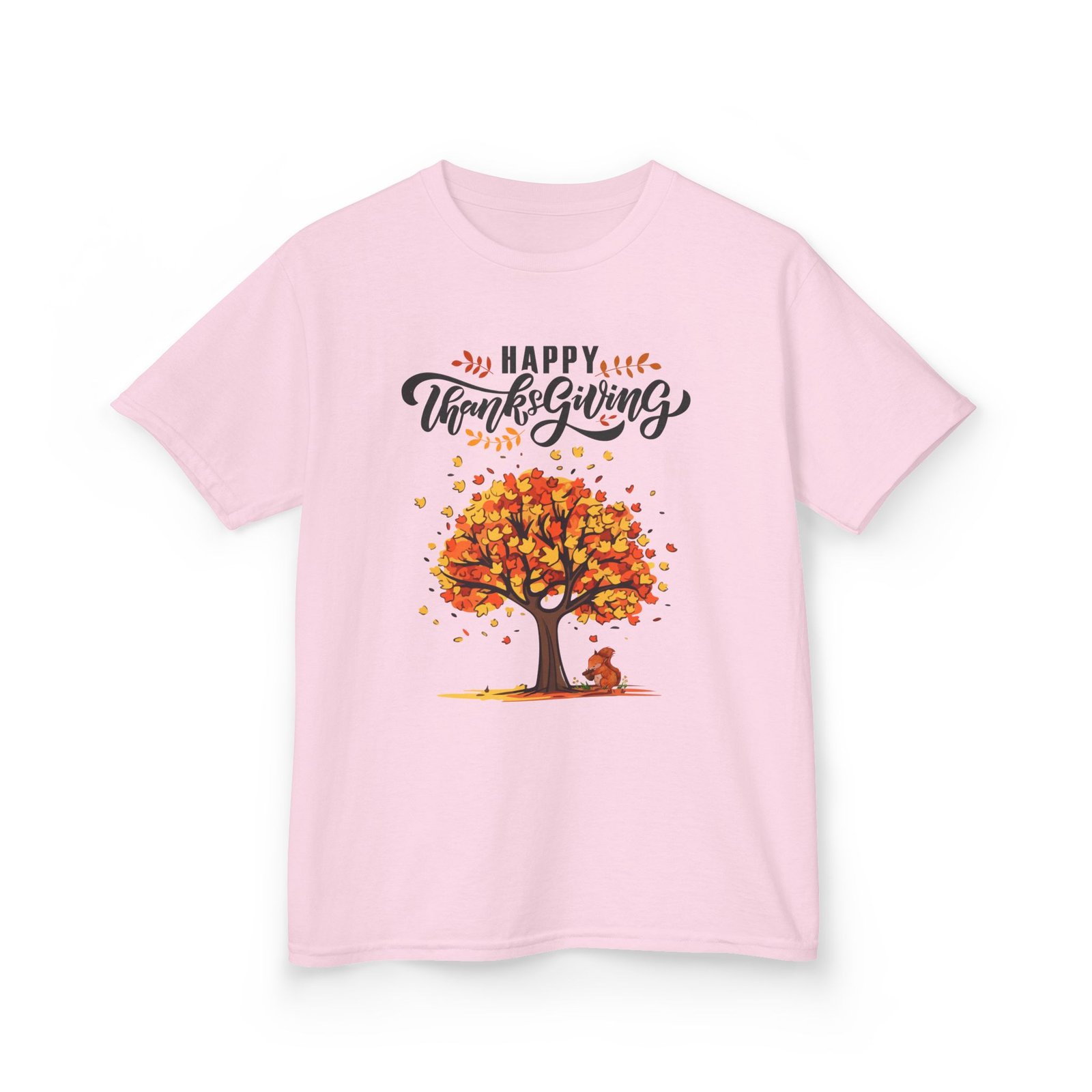 Matching C-Happy Thanksgiving Kids Tee, Tree, Leaves and Squirrel Design - Image 67