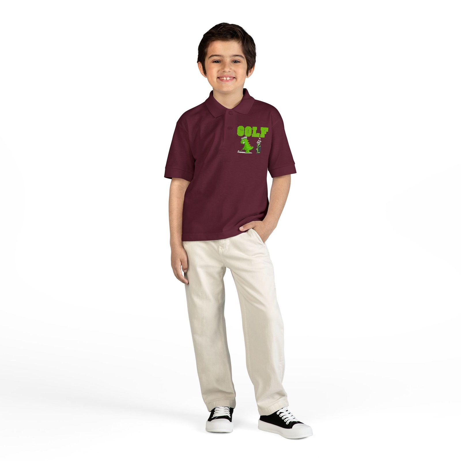 Kids' Golf Polo with Dinosaur Design - Image 31