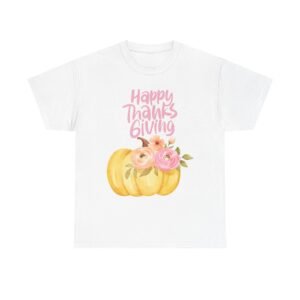 Thanksgiving Floral Tee, Holiday Shirt, Fall Fashion, Gifts for Her, Pumpkin T-Shirt, Autumn Apparel, Friendsgiving Outfit