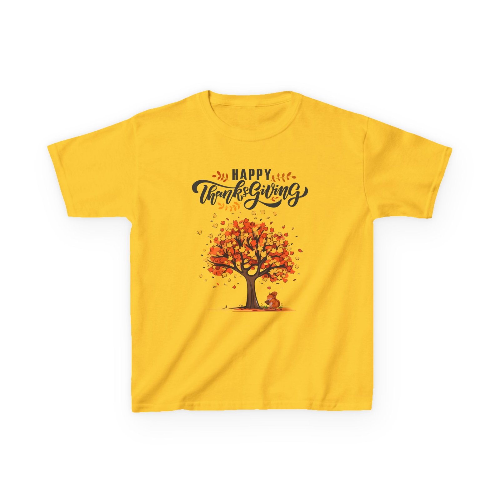 Matching C-Happy Thanksgiving Kids Tee, Tree, Leaves and Squirrel Design - Image 29