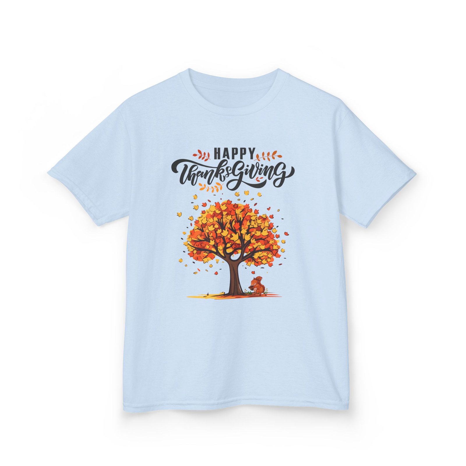 Matching C-Happy Thanksgiving Kids Tee, Tree, Leaves and Squirrel Design - Image 51