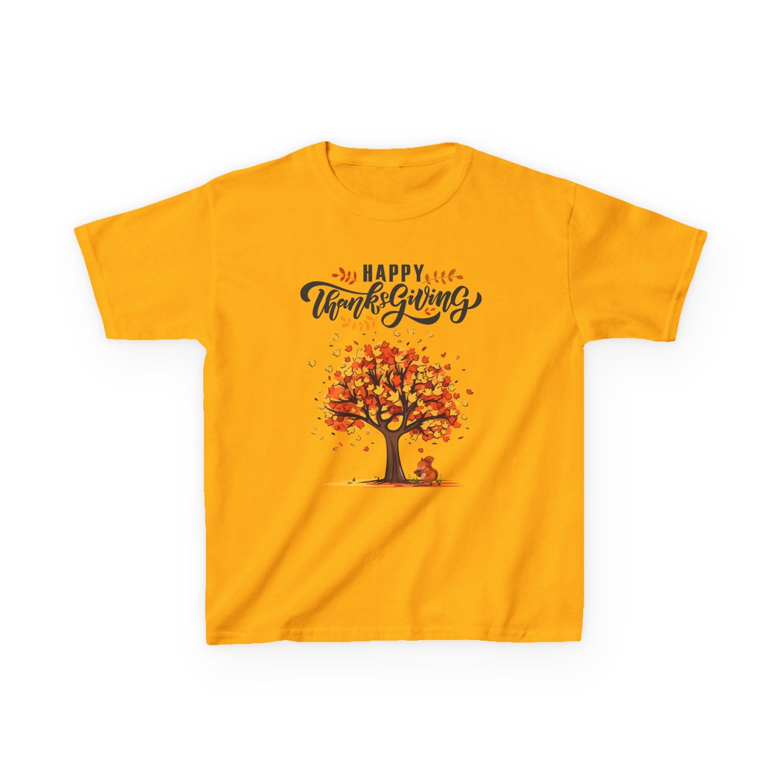 Matching C-Happy Thanksgiving Kids Tee, Tree, Leaves and Squirrel Design - Image 13