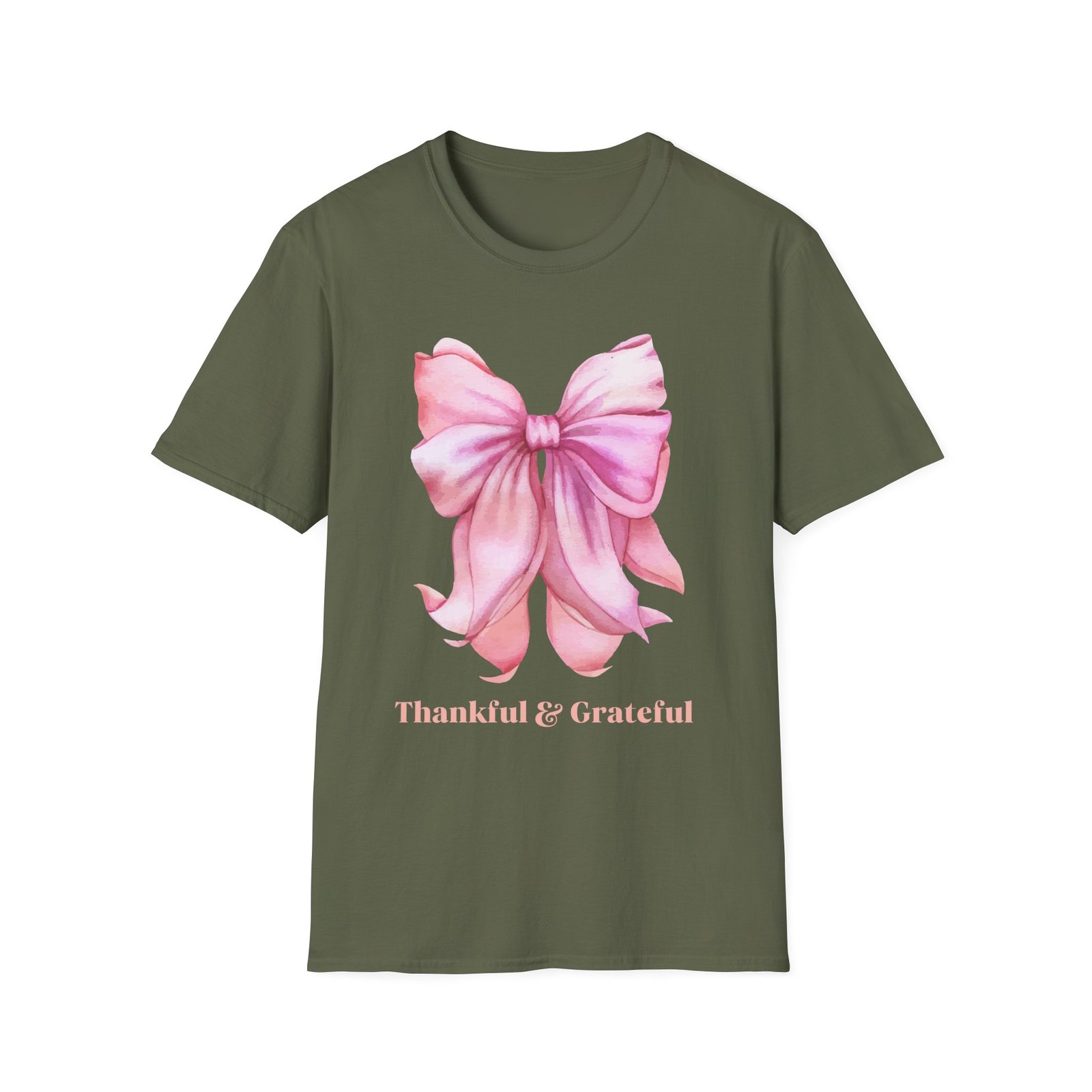 Thankful & Grateful Bow T-Shirt, Unisex Softstyle Tee, Thanksgiving Gift, Fall Apparel, Cute Casual Wear, Gratitude Shirt - Image 21