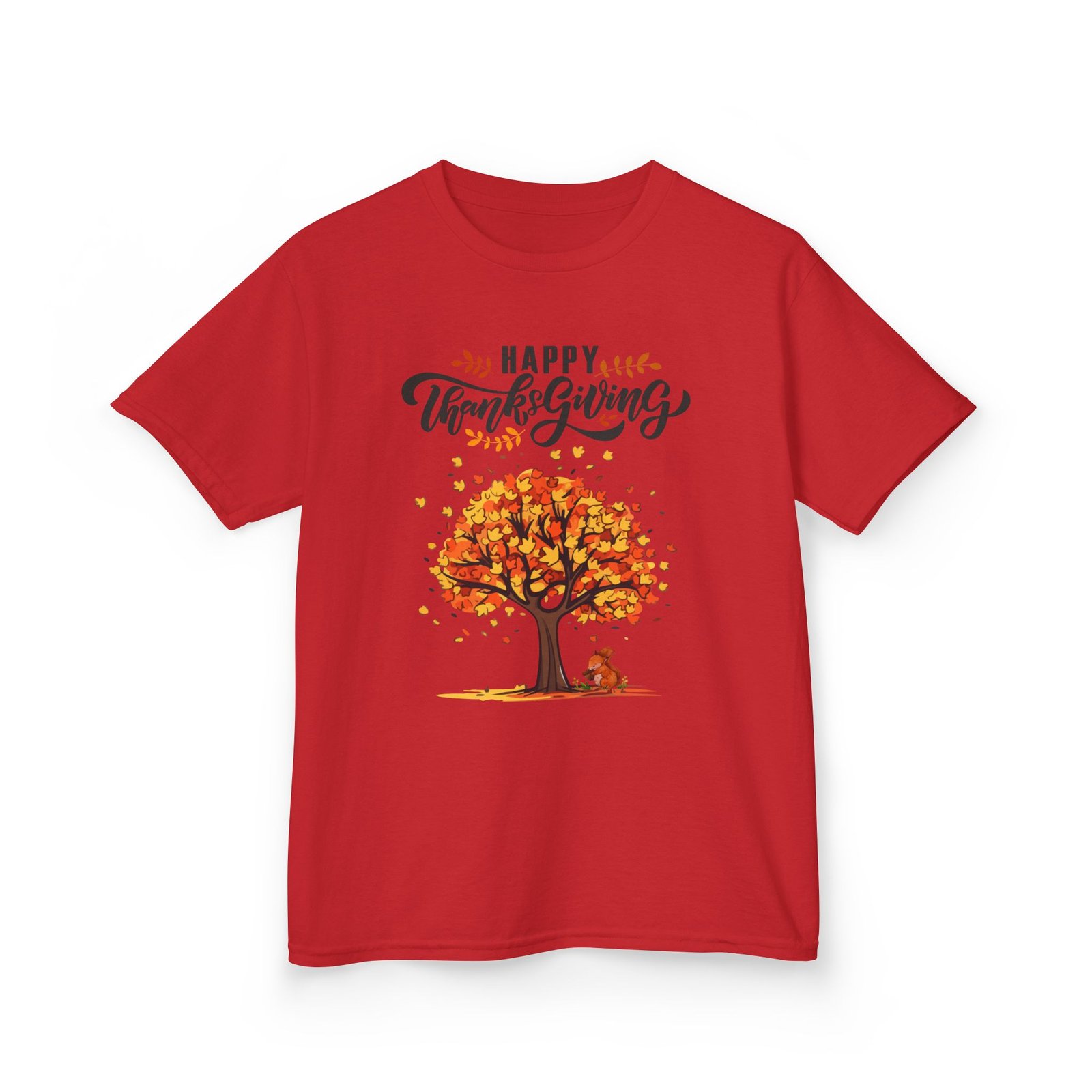 Matching C-Happy Thanksgiving Kids Tee, Tree, Leaves and Squirrel Design - Image 75