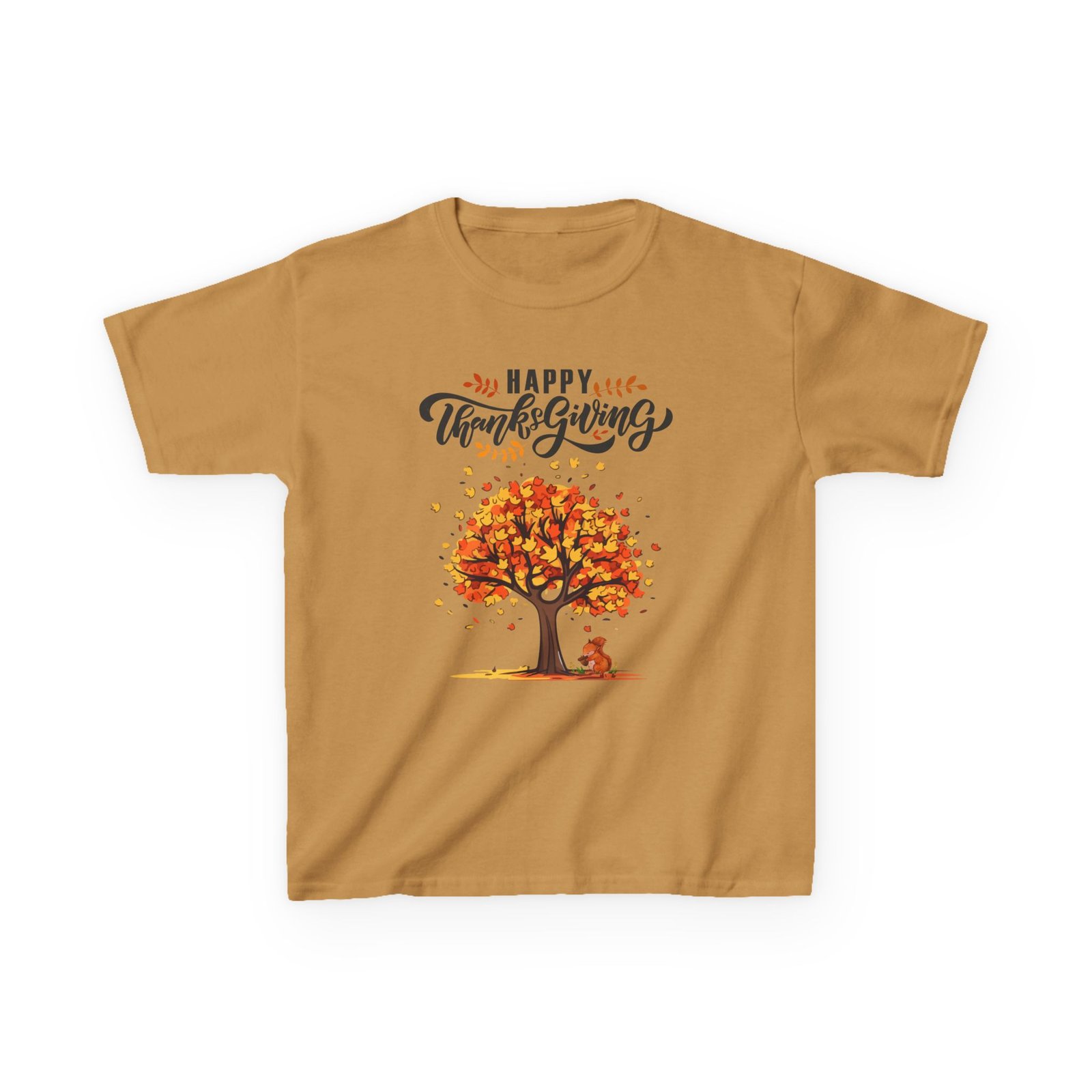 Matching C-Happy Thanksgiving Kids Tee, Tree, Leaves and Squirrel Design - Image 17