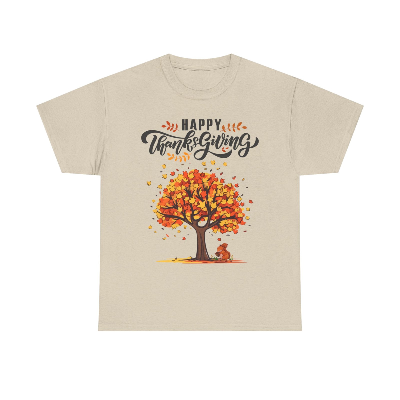 Matching C-Happy Thanksgiving Tree Unisex Tee, Autumn Shirt, Holiday Apparel, Fall Fashion, Seasonal Gift - Image 5