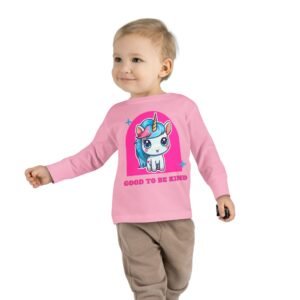 Toddler Long Sleeve Tee — Cute Unicorn "Good To Be Kind" Shirt