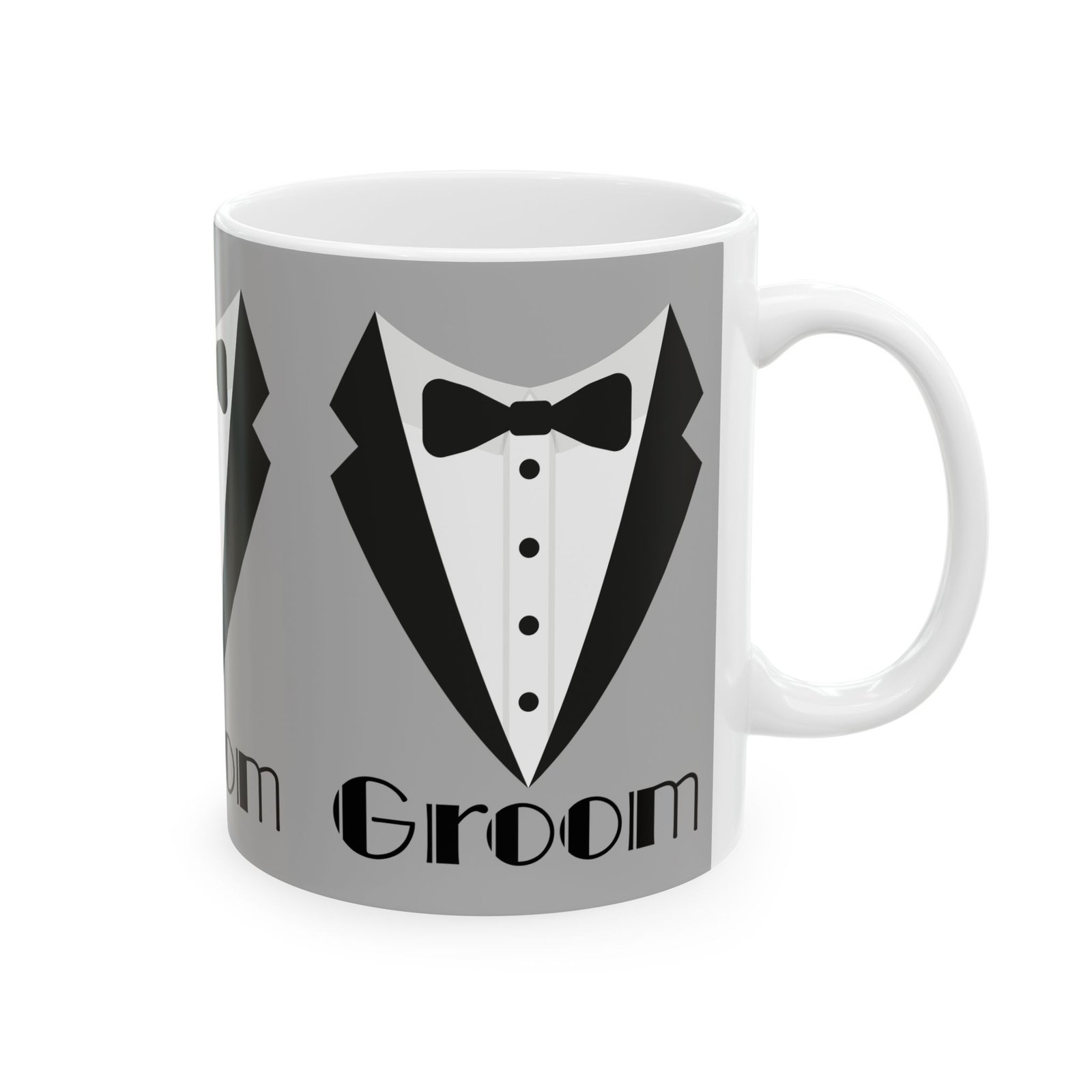 Groom Tuxedo Mug 11 oz | Wedding Gift, Groomsmen Proposal, Bridal Shower, Anniversary, Engagement Celebration - Image 4
