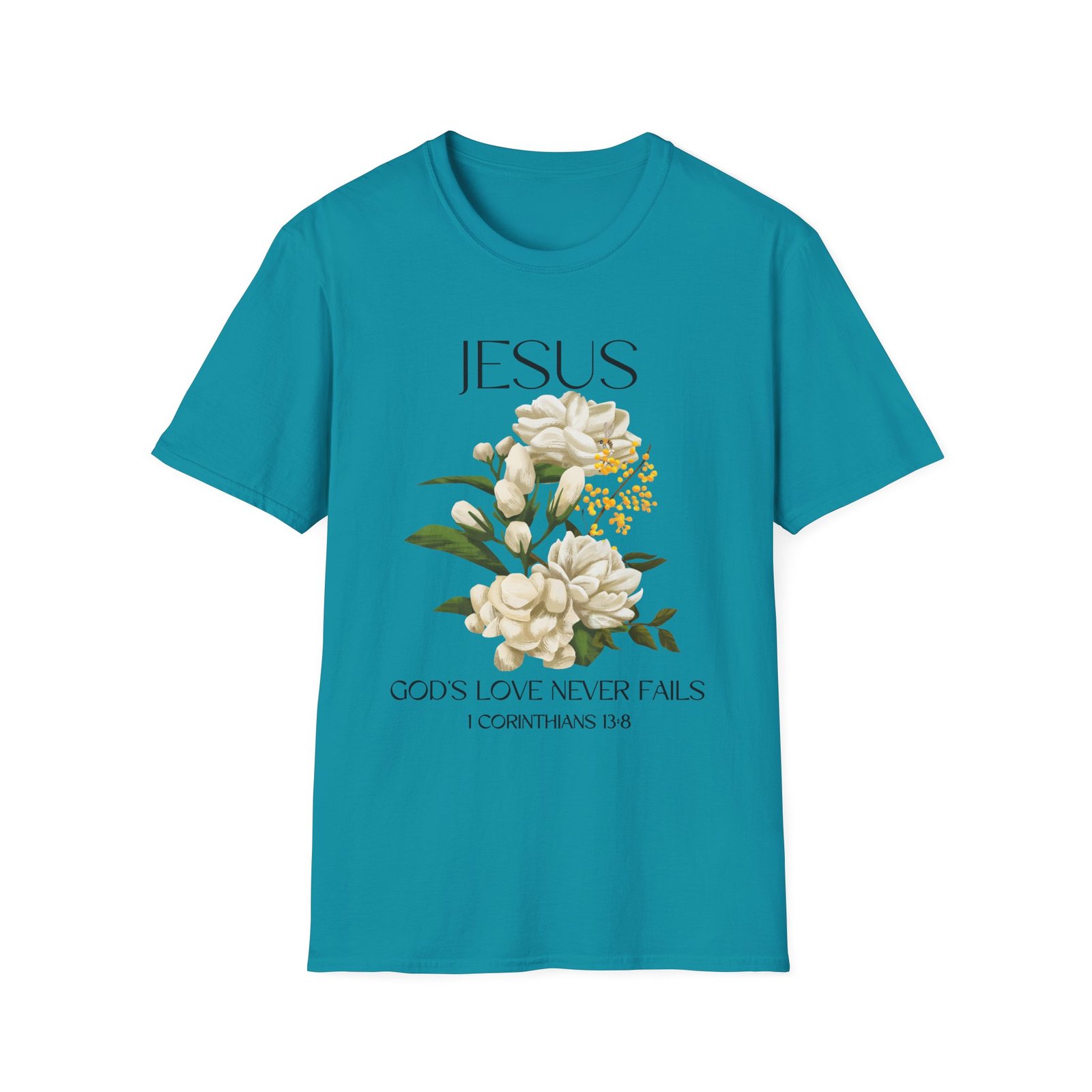 Jesus Floral Faith T-Shirt- Christian Graphic Tee, Inspirational Gift, Religious Apparel, Casualwear, Unisex - Image 13