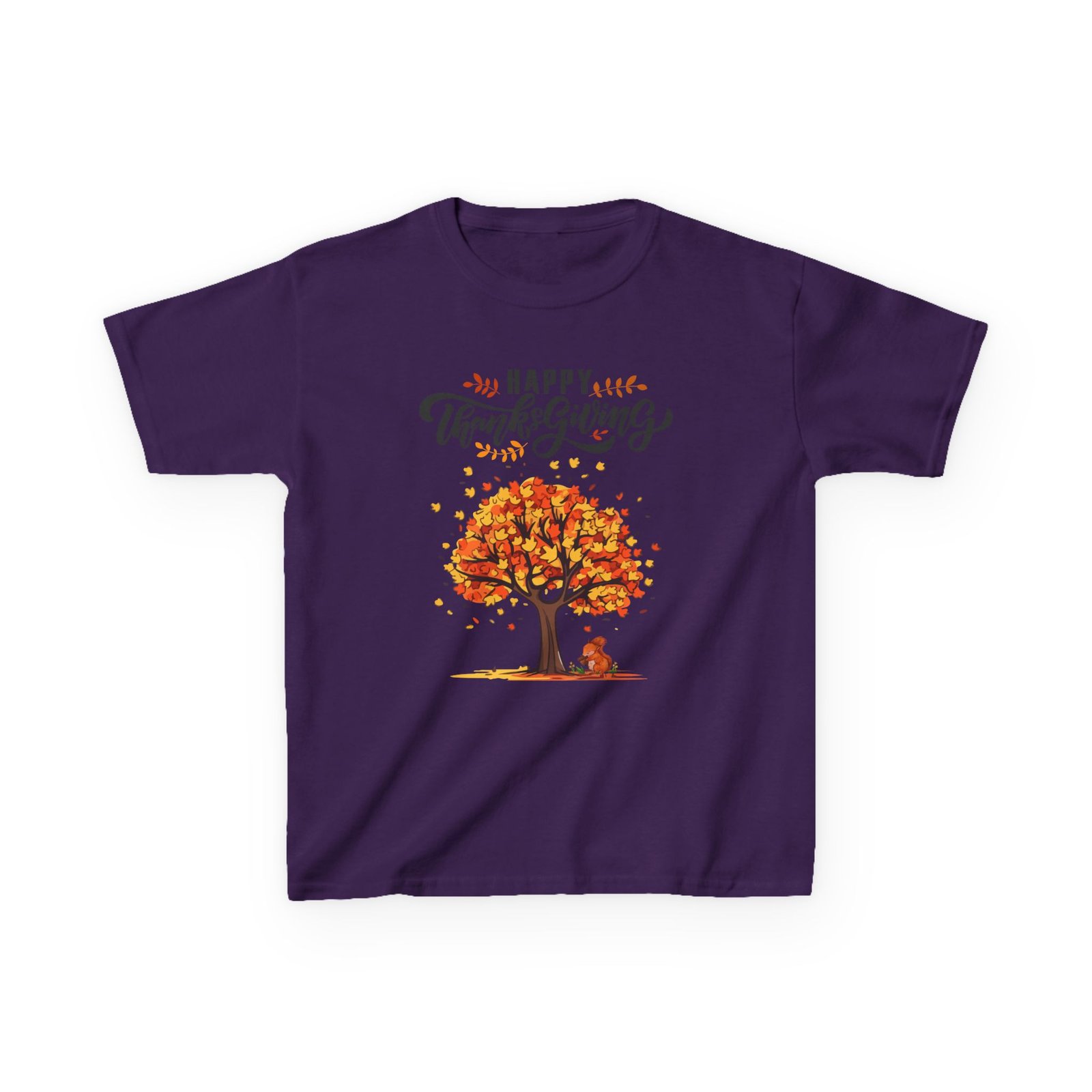 Matching C-Happy Thanksgiving Kids Tee, Tree, Leaves and Squirrel Design - Image 61
