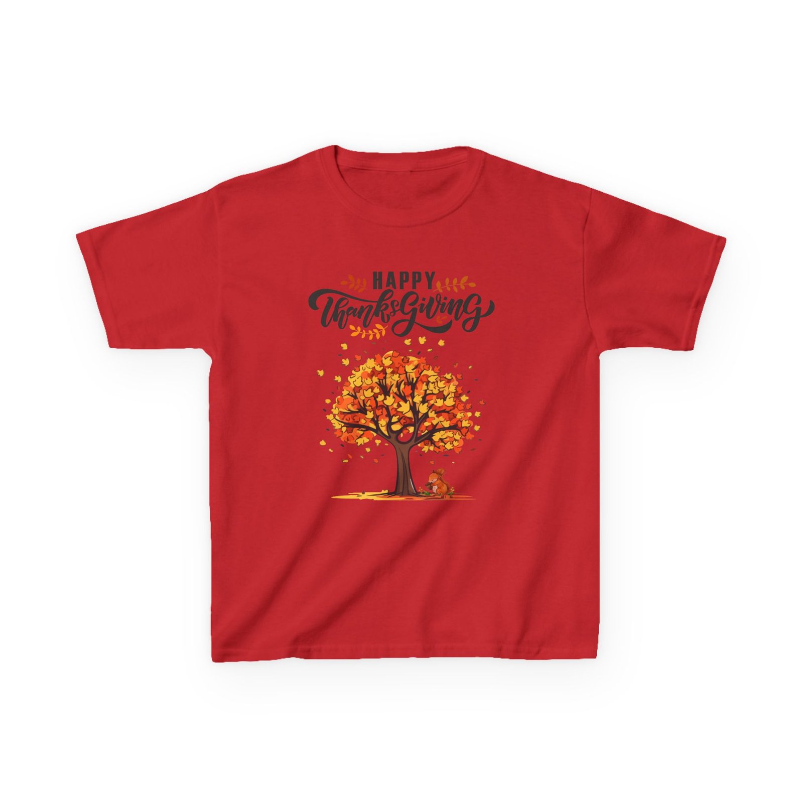 Matching C-Happy Thanksgiving Kids Tee, Tree, Leaves and Squirrel Design - Image 73