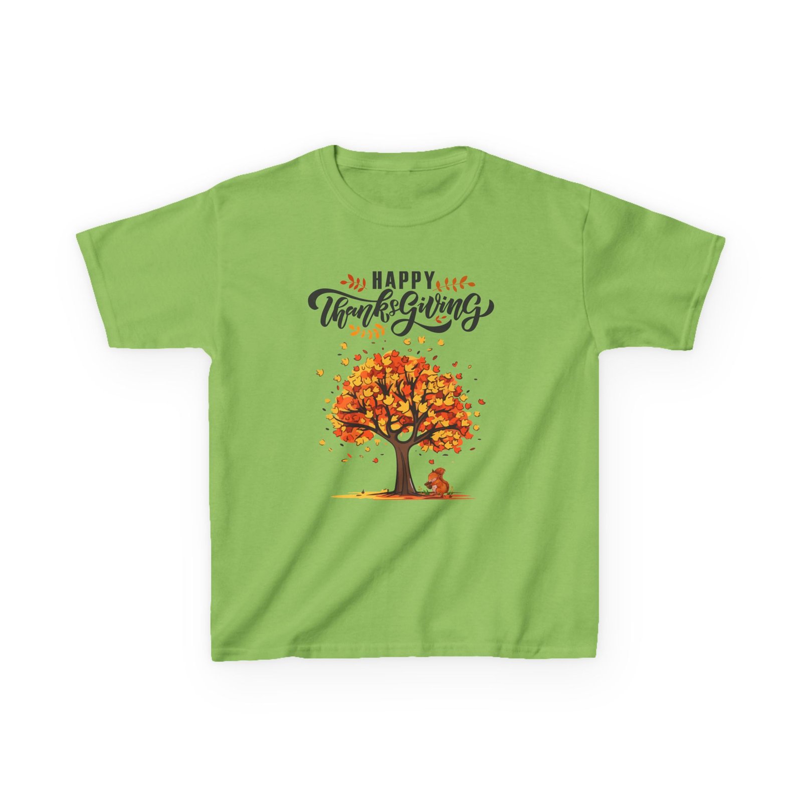 Matching C-Happy Thanksgiving Kids Tee, Tree, Leaves and Squirrel Design - Image 33