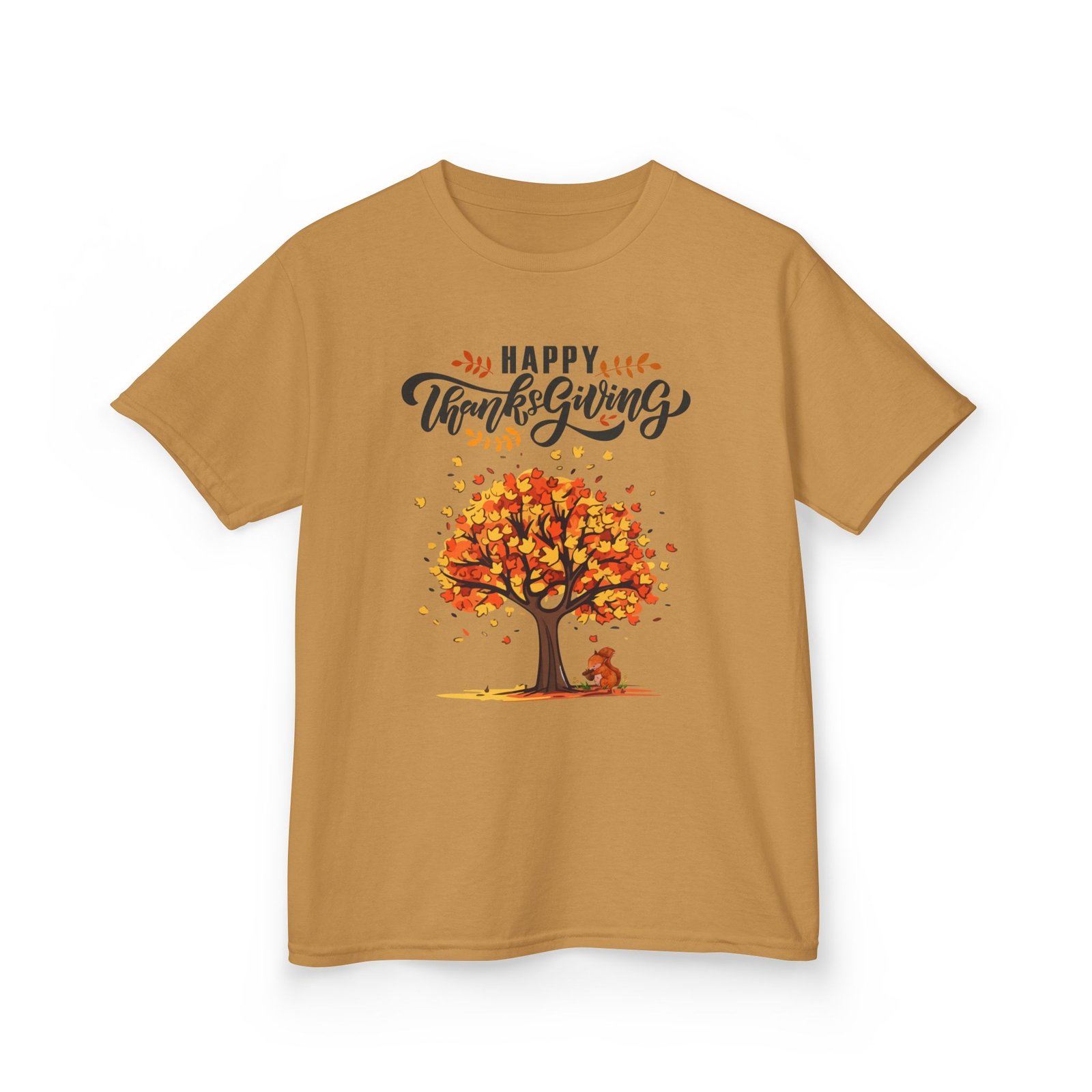 Matching C-Happy Thanksgiving Kids Tee, Tree, Leaves and Squirrel Design - Image 19