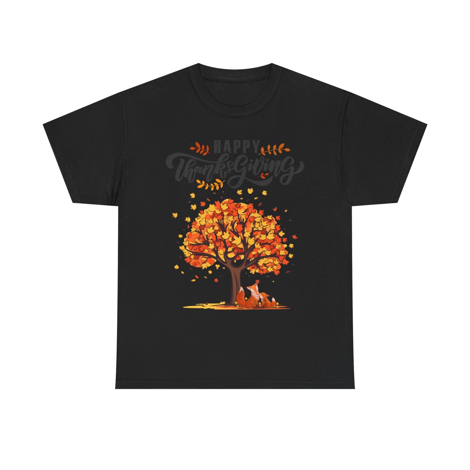 Matching D-Thanksgiving Tree, Fox Tee, Fall T-Shirt, Autumn Apparel - Image 5