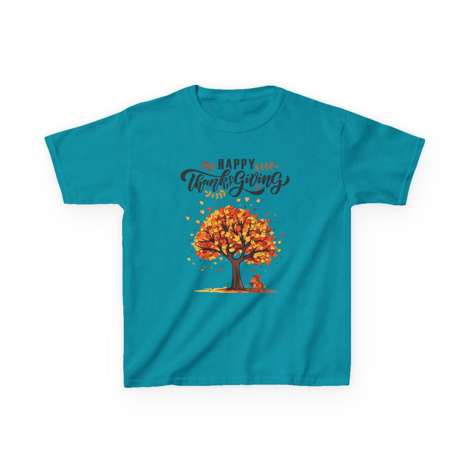 Matching C-Happy Thanksgiving Kids Tee, Tree, Leaves and Squirrel Design - Image 45