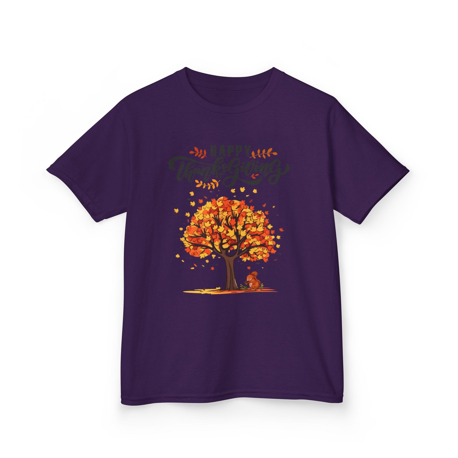 Matching C-Happy Thanksgiving Kids Tee, Tree, Leaves and Squirrel Design - Image 63