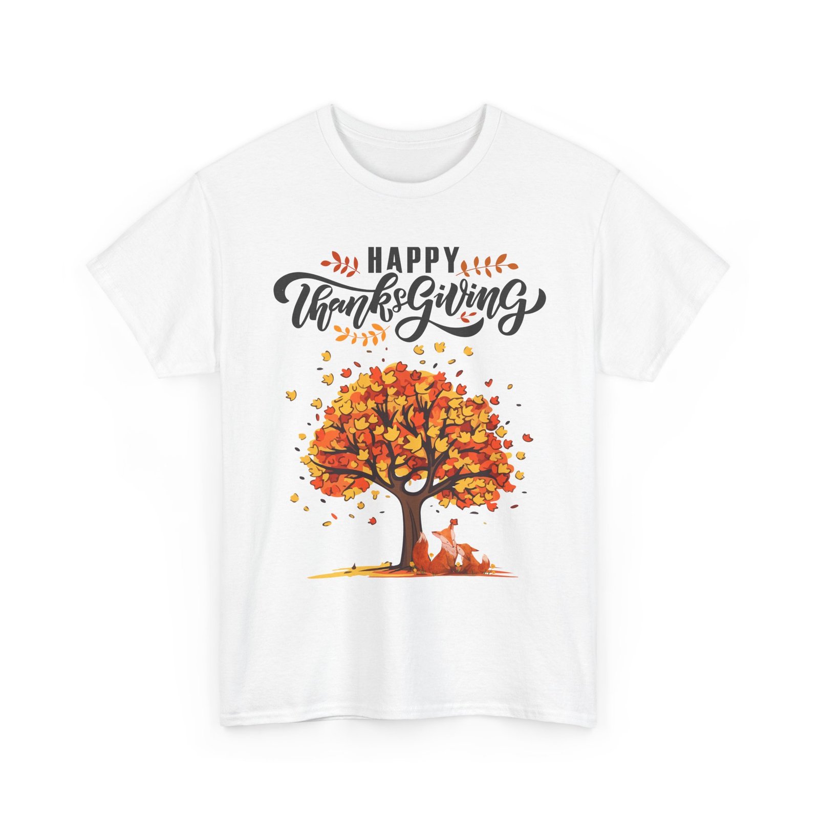 Matching D-Thanksgiving Tree, Fox Tee, Fall T-Shirt, Autumn Apparel - Image 3