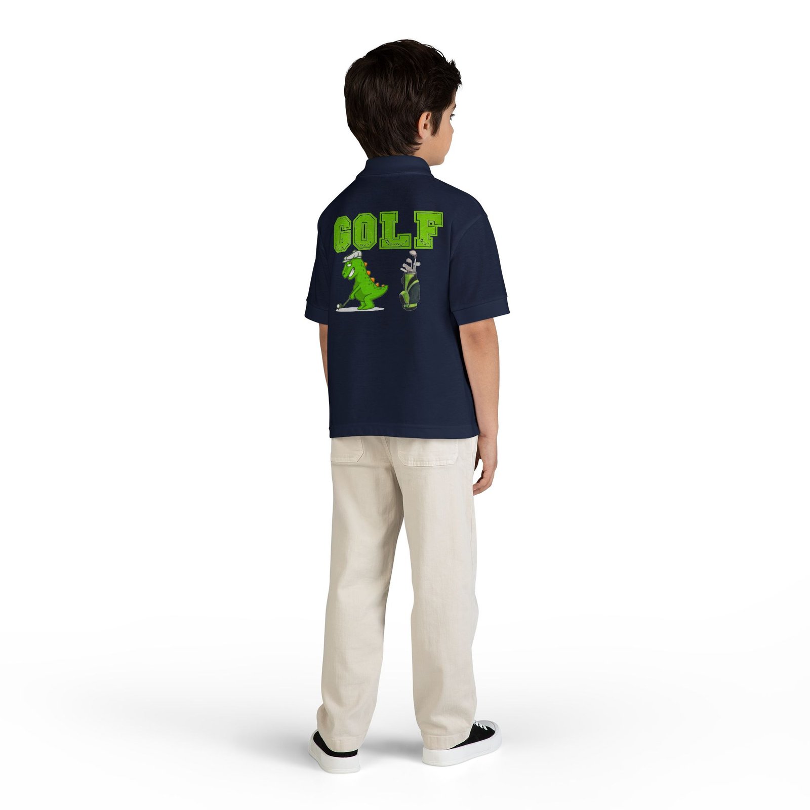 Kids' Golf Polo with Dinosaur Design - Image 60