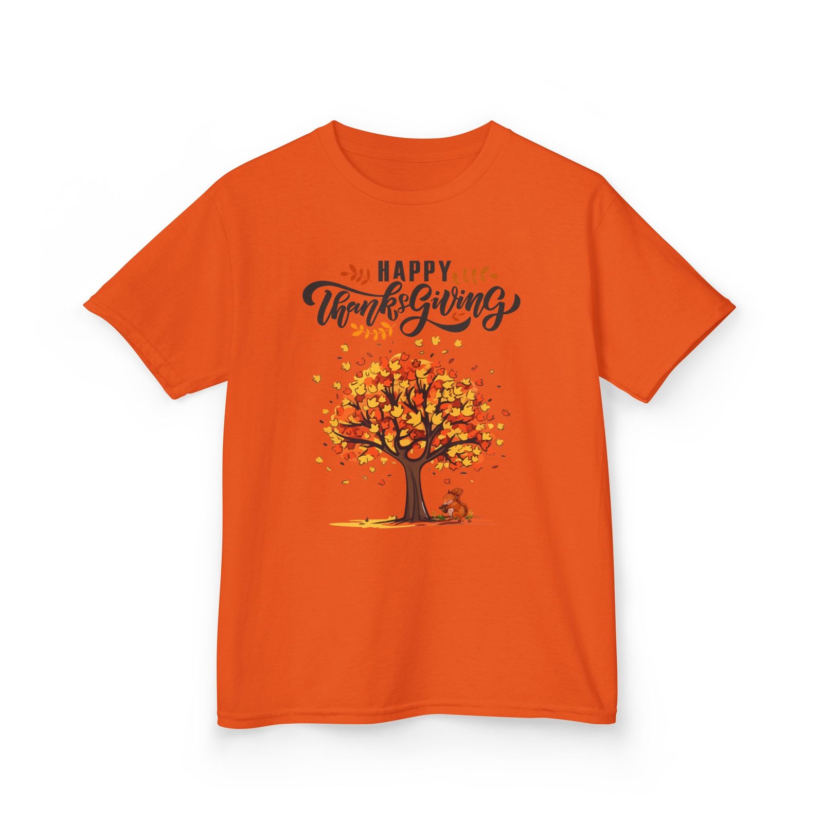 Matching C-Happy Thanksgiving Kids Tee, Tree, Leaves and Squirrel Design - Image 23